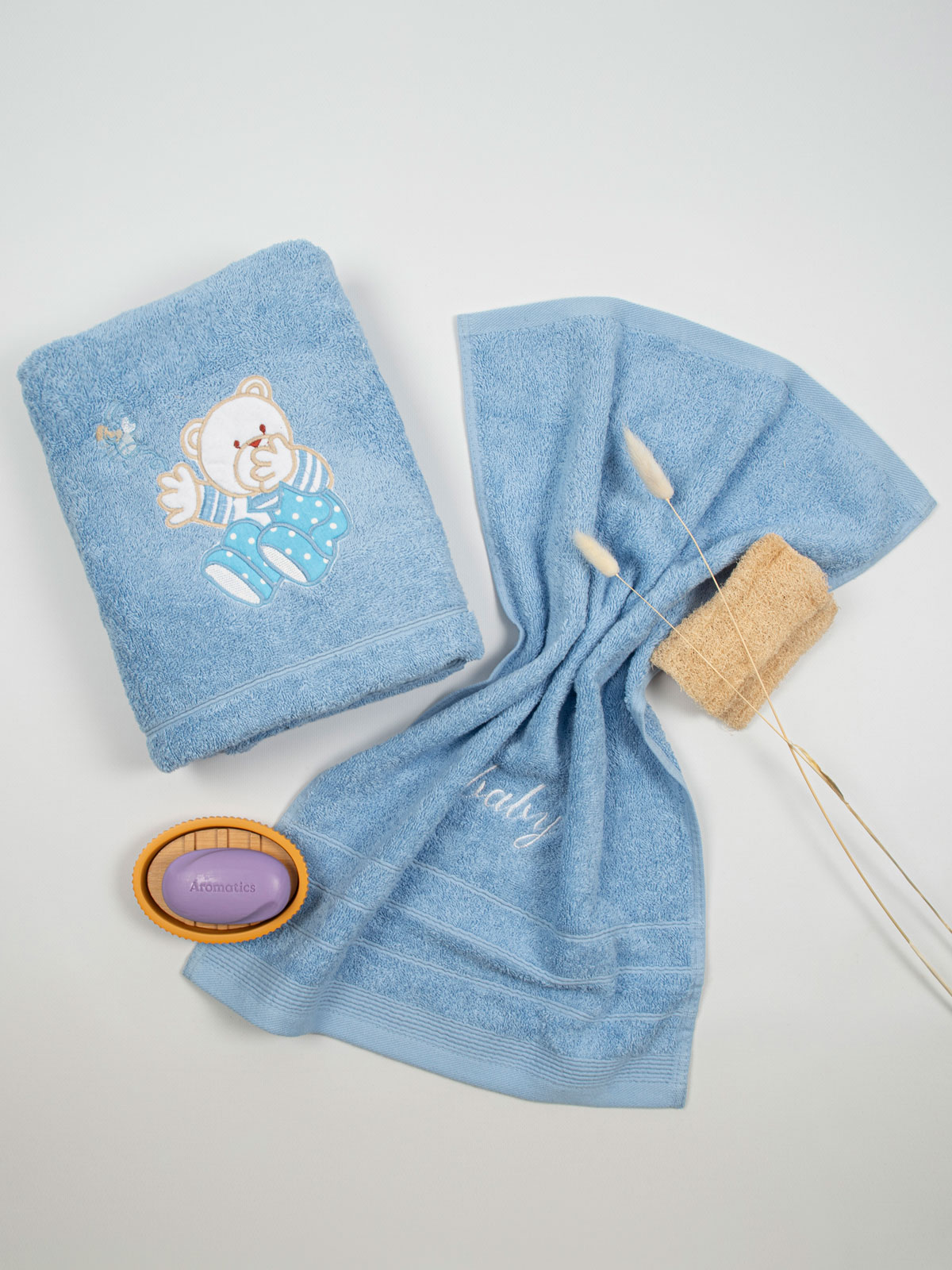 Σετ πετσέτες κεντητές Bear 04 Blue/Blue