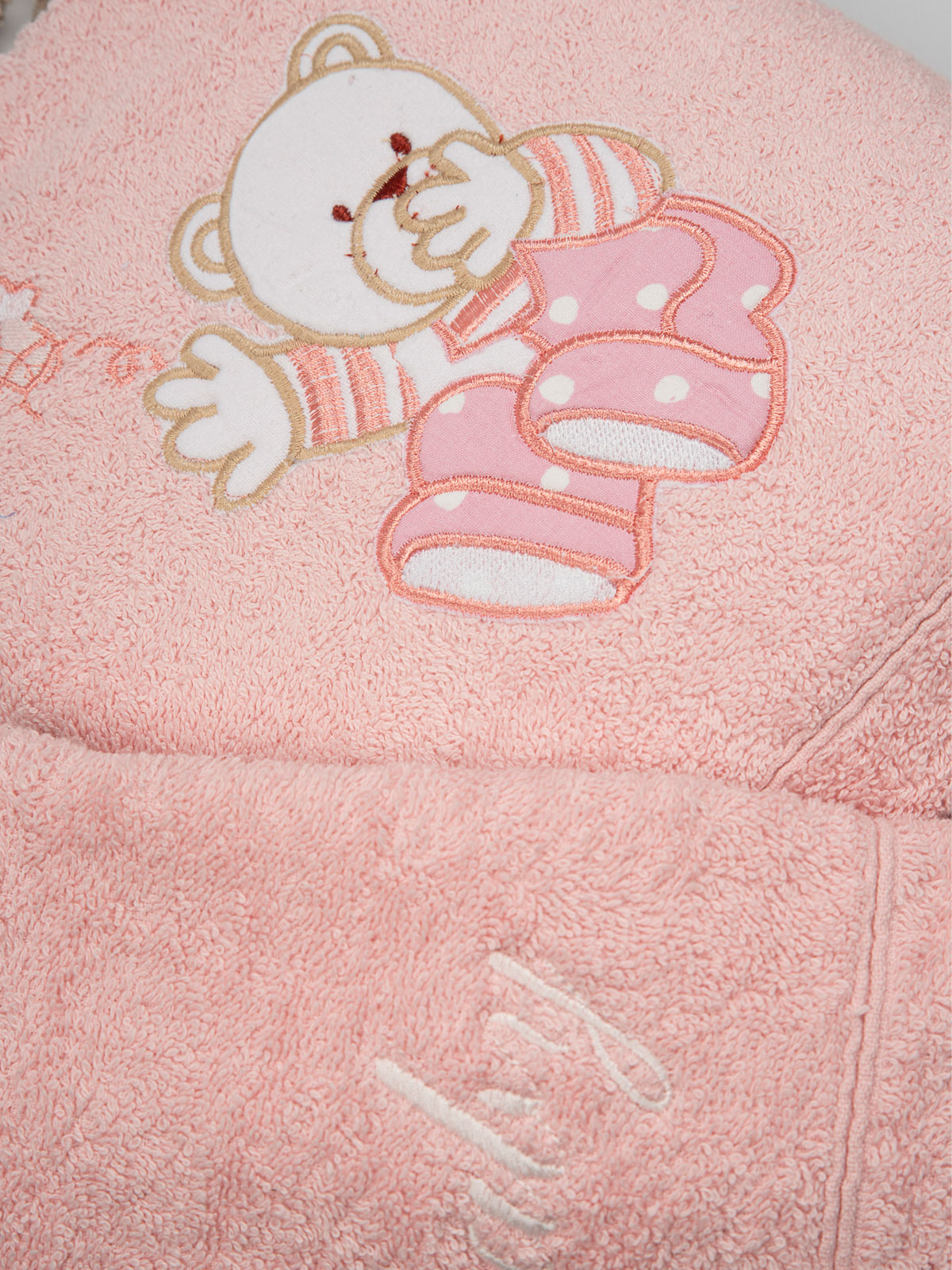 Σετ πετσέτες κεντητές Bear 04 Pink/Pink