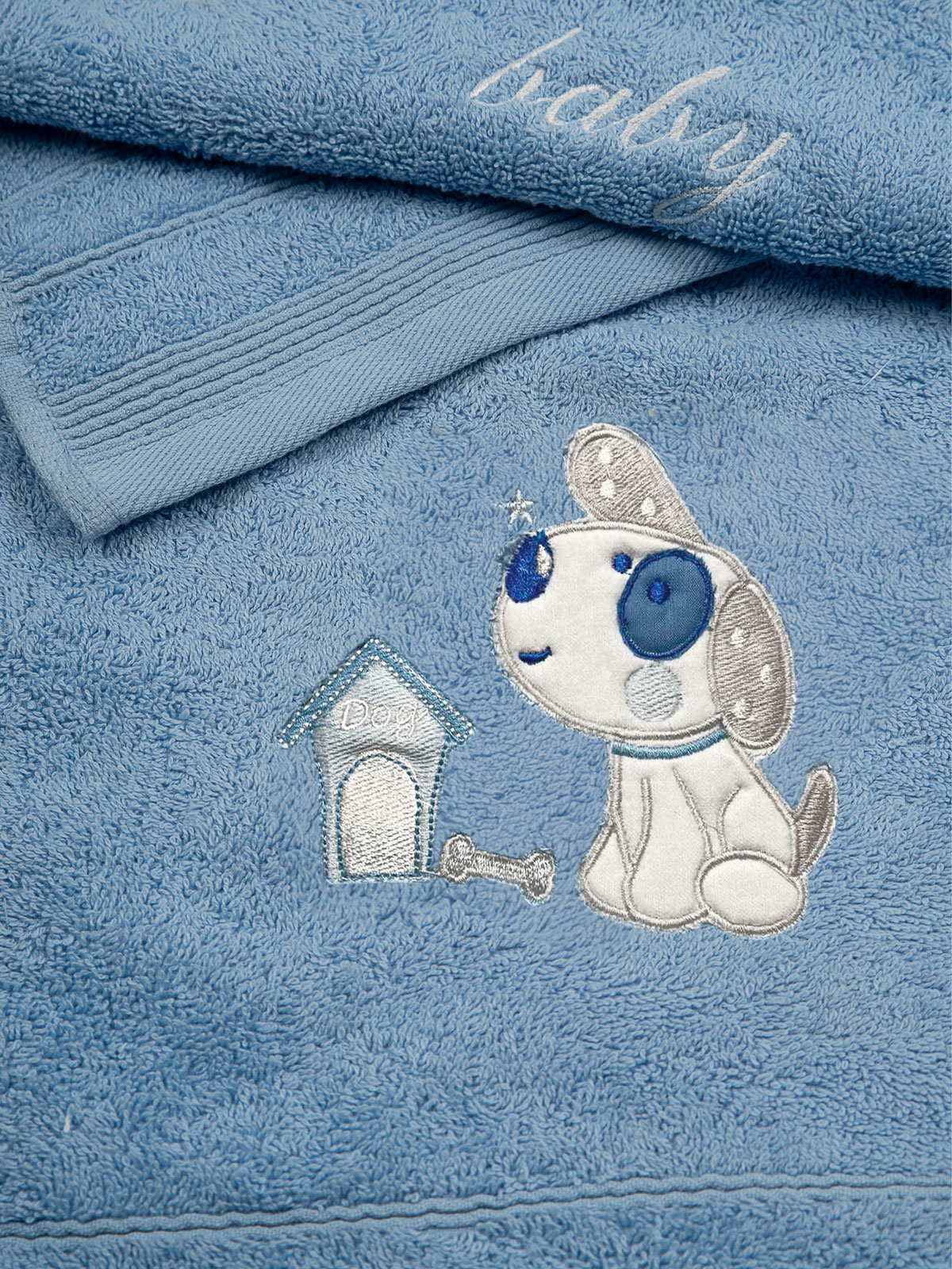 Σετ πετσέτες κεντητές Dog 07 Blue/Blue