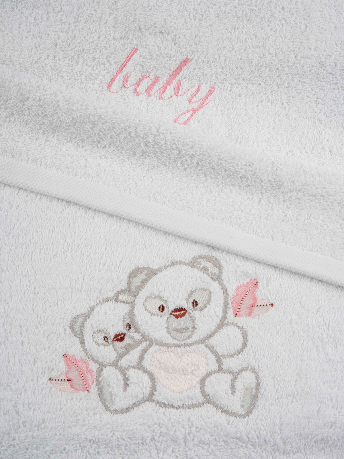 Σετ πετσέτες κεντητές Panda 02 White/Pink