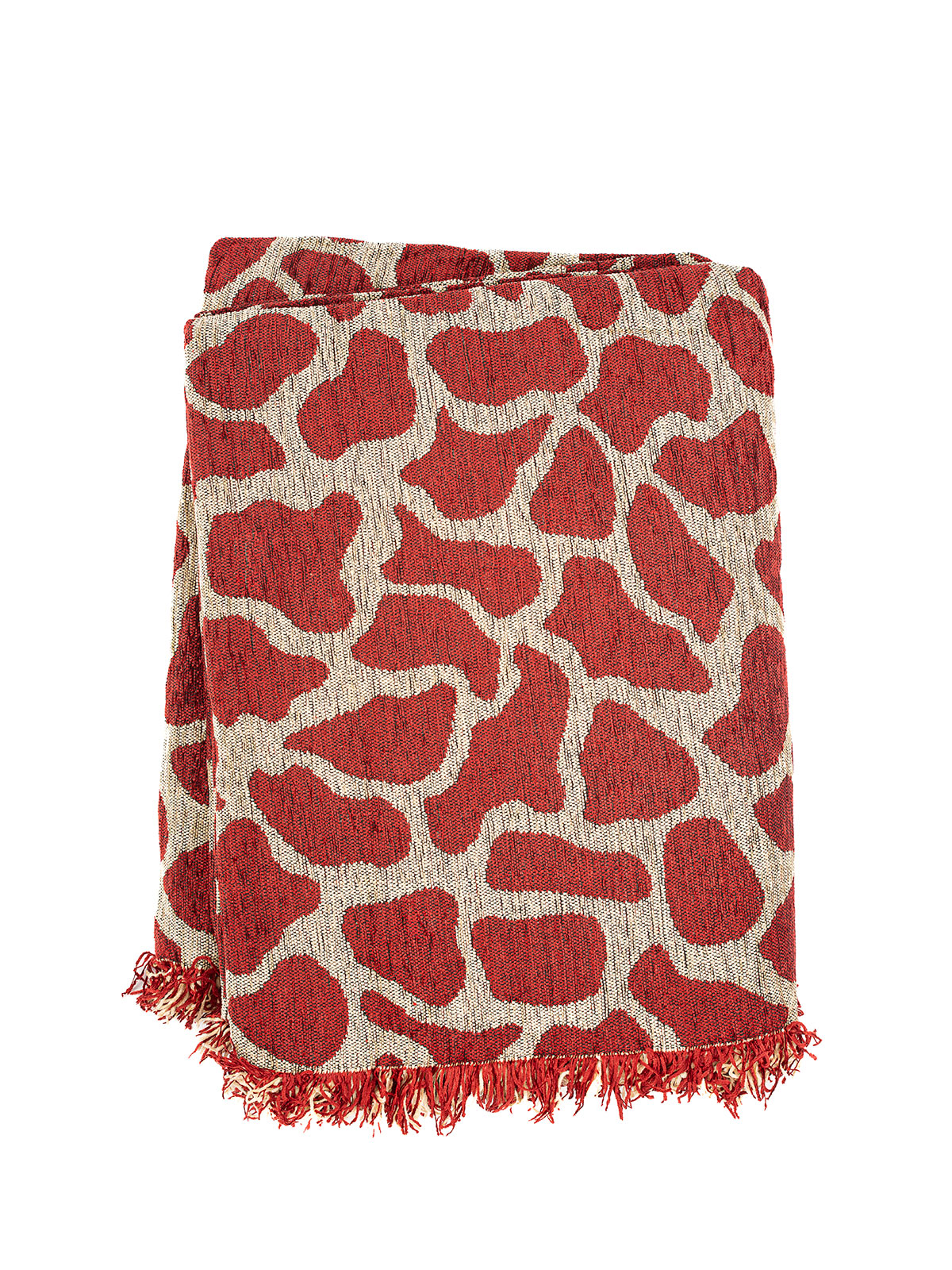 Ριχτάρι Σενίλ Ζακάρ Cow Red Τετραθέσιο 180x340 Sunshine