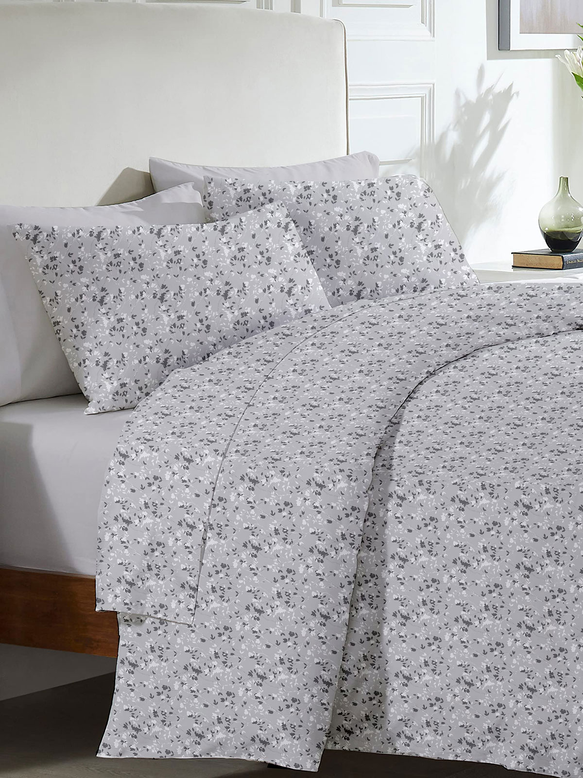 Σετ Σεντόνια Menta Εμπριμέ 320 Grey Διπλό (200x250)