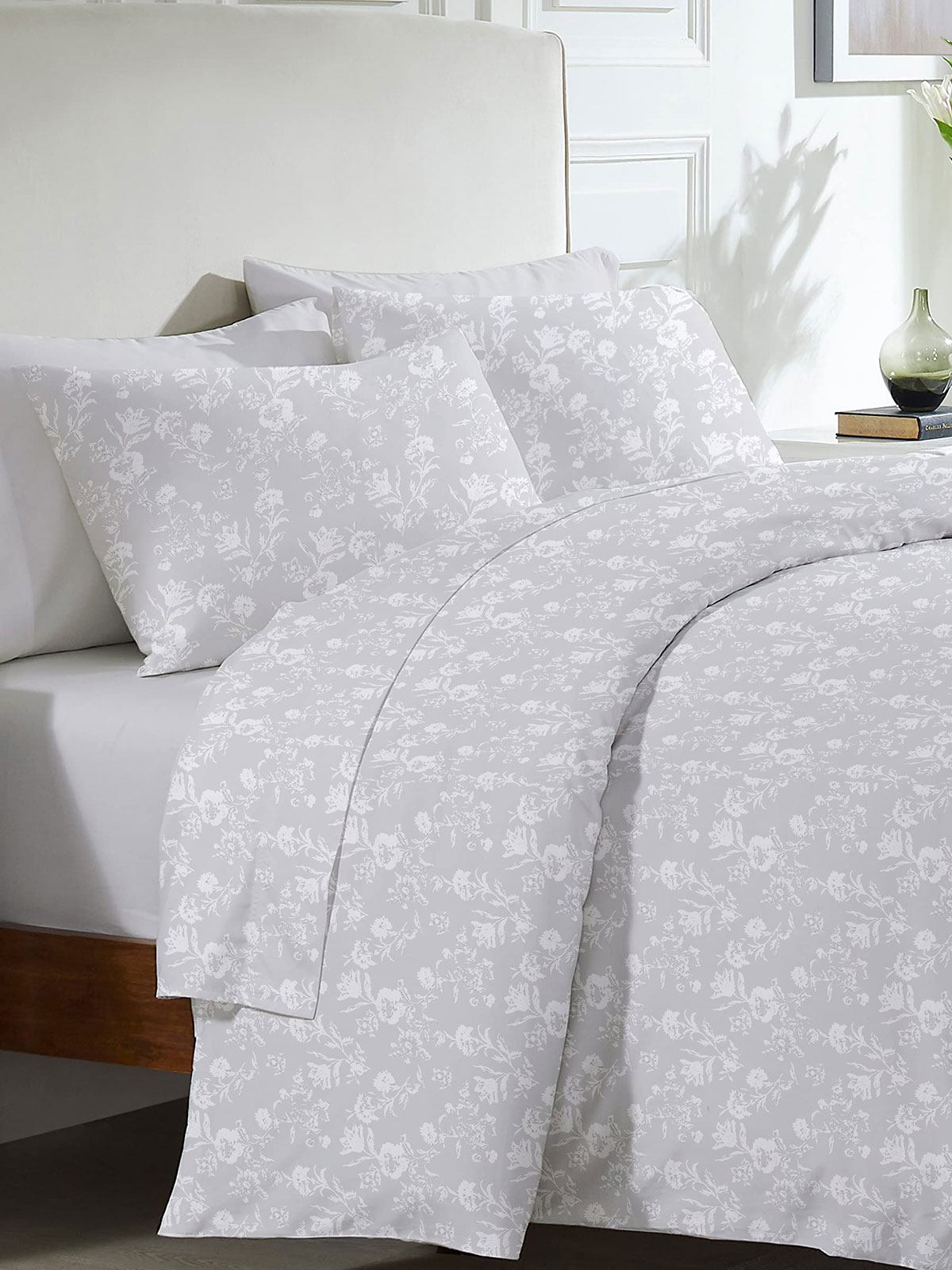 Σετ Σεντόνια Menta Εμπριμέ 340 Grey Υπέρδιπλο (235x250)