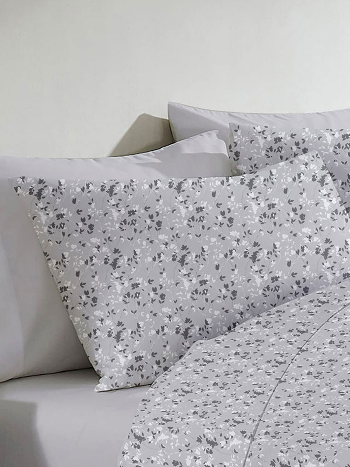 Μαξιλαροθήκη Menta Εμπριμέ 320 Grey 50x70