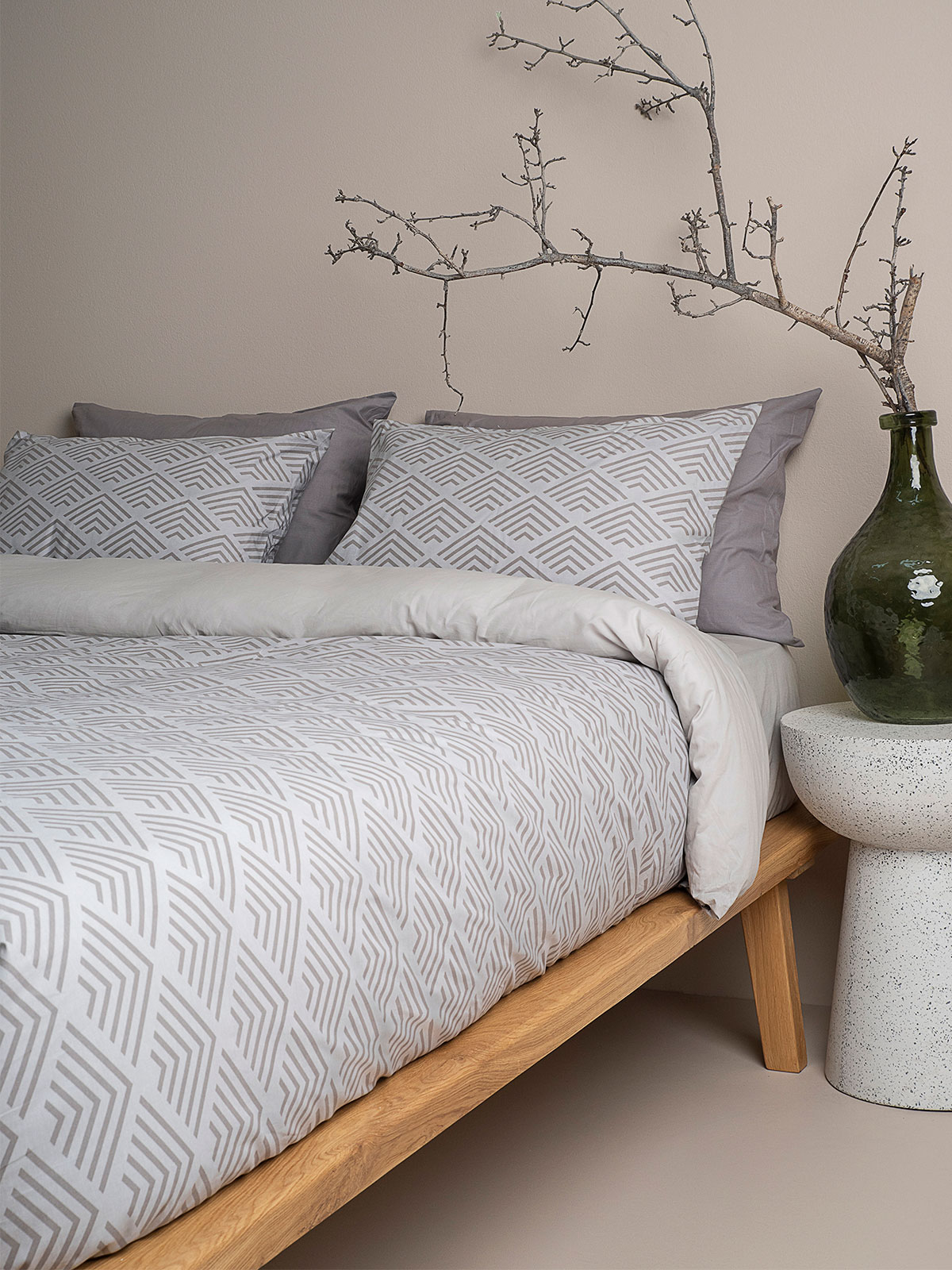 Σετ Σεντόνια Cotton Feelings 2048 Grey Διπλό με λάστιχο (150x205+30)