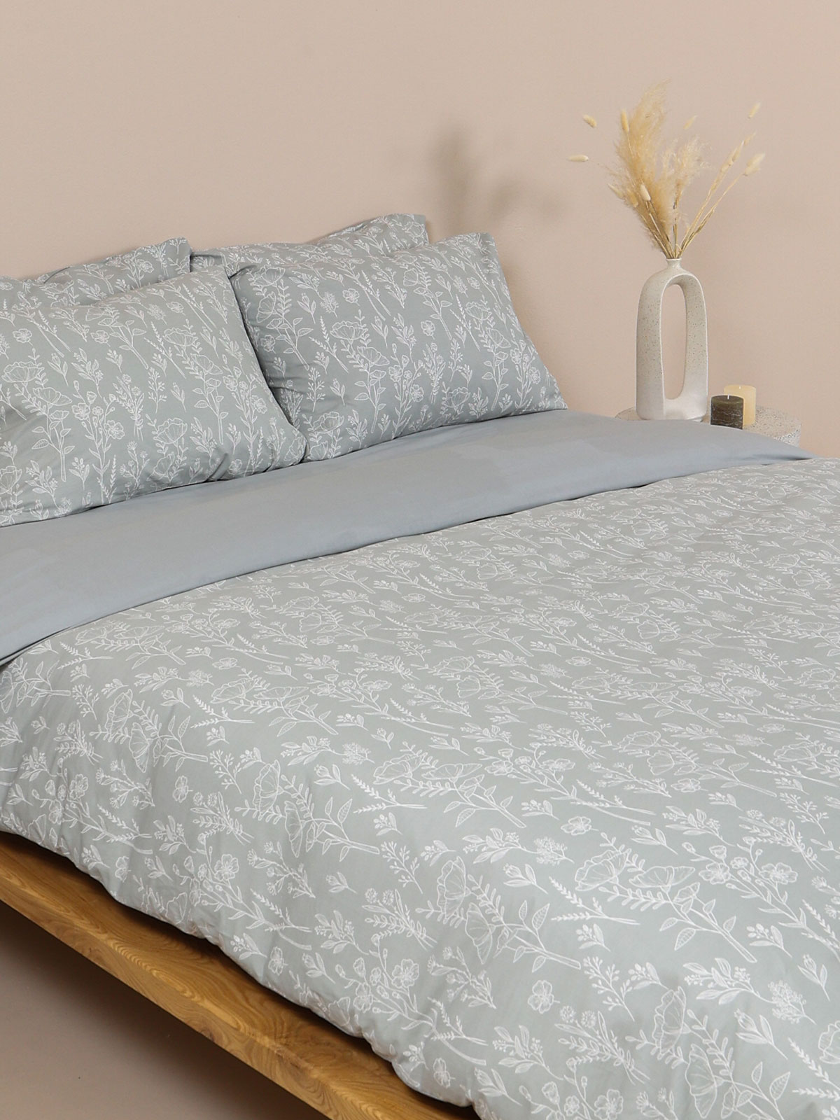 Σετ Σεντόνια Cotton Feelings 2050 Grey Διπλό με λάστιχο (150x205+30)