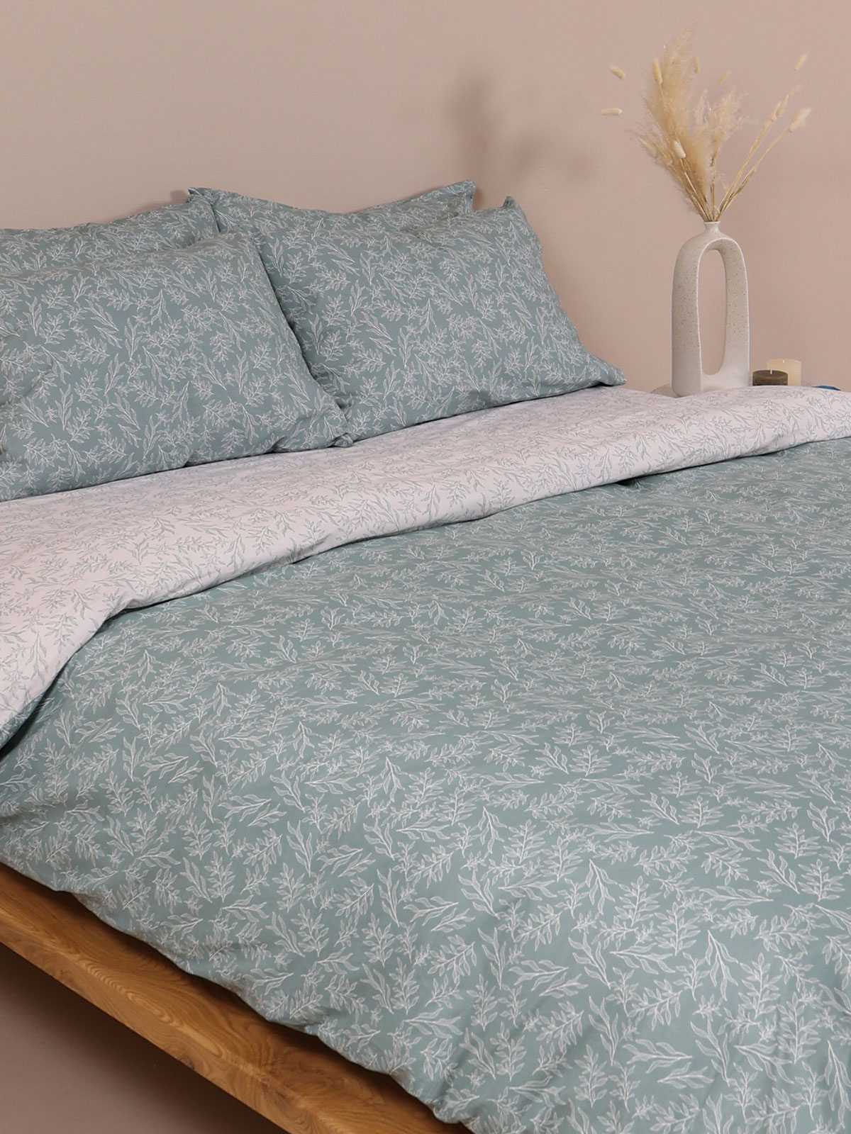 Σετ Σεντόνια Cotton Feelings 2052 Aqua Διπλό με λάστιχο (150x205+30)