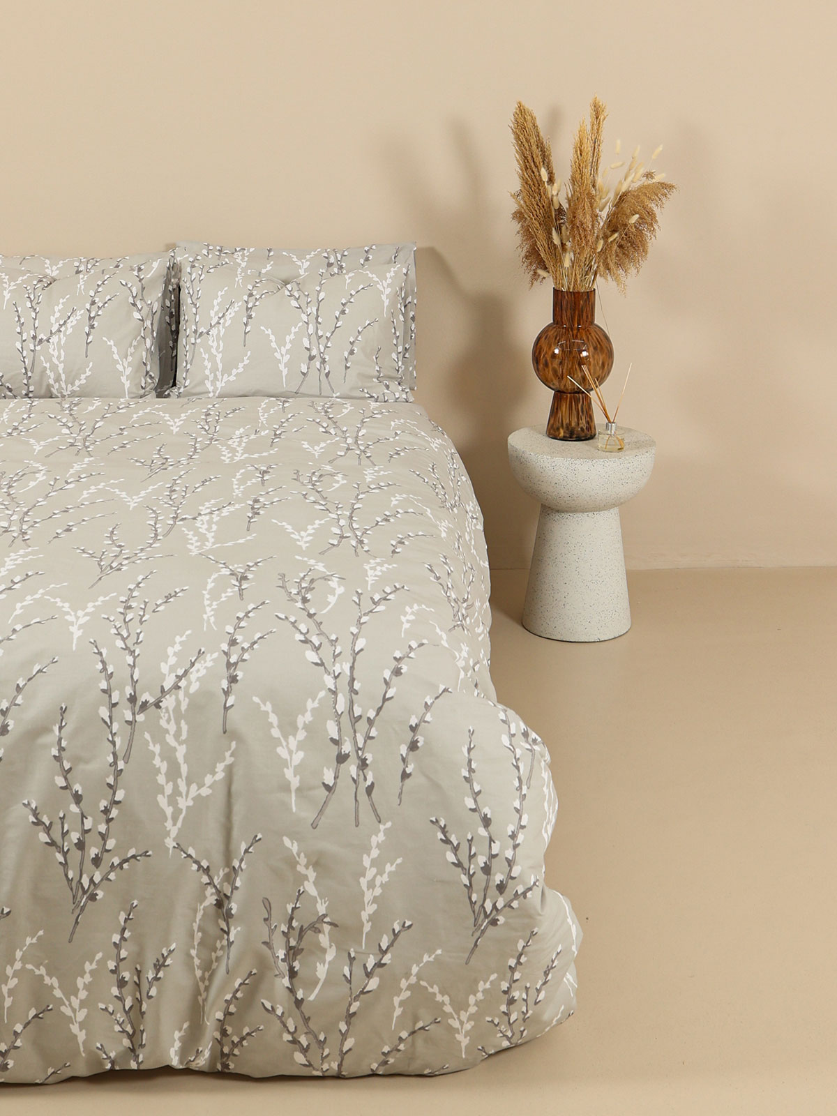 Σετ Σεντόνια Cotton Feelings 2054 Grey Διπλό με λάστιχο (150x205+30)