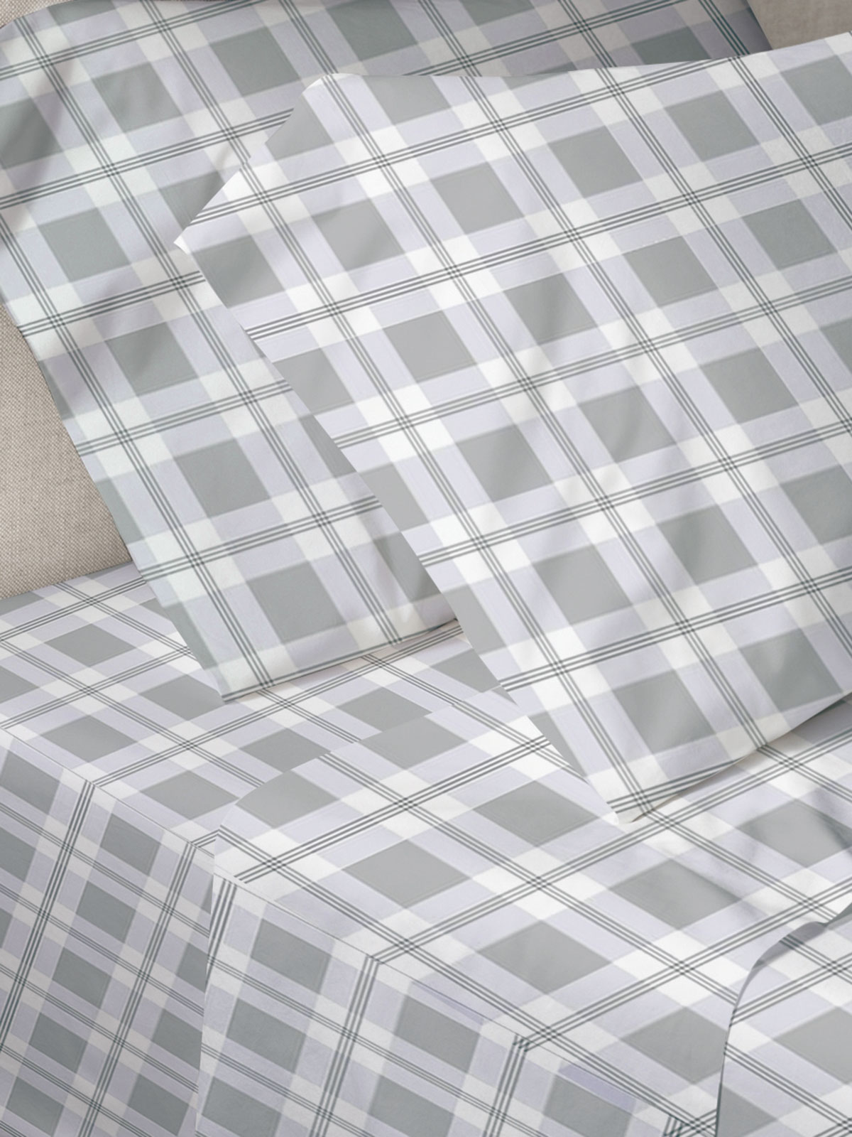 Σετ Σεντόνια Menta Εμπριμέ 380 Check Υπέρδιπλο (220x250)