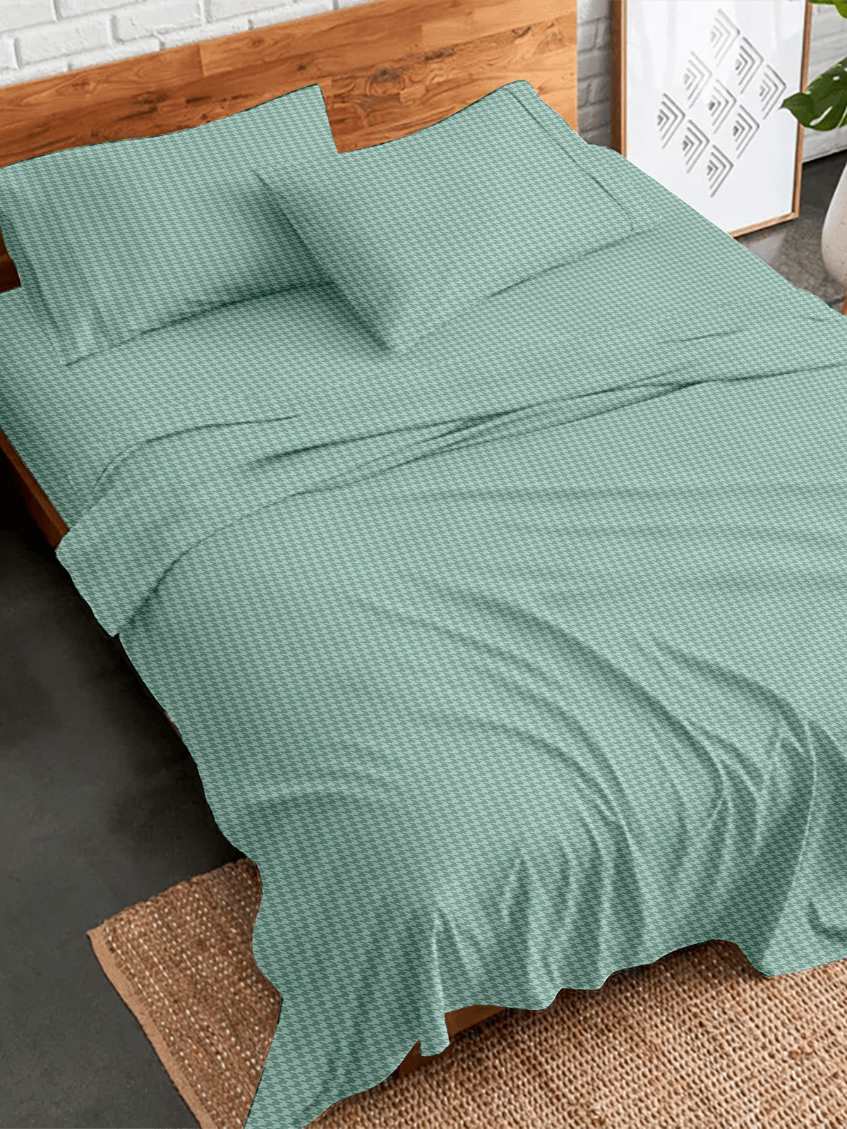 Σετ Σεντόνια Flannel 2064 Aqua Διπλό με λάστιχο (150x205+30)