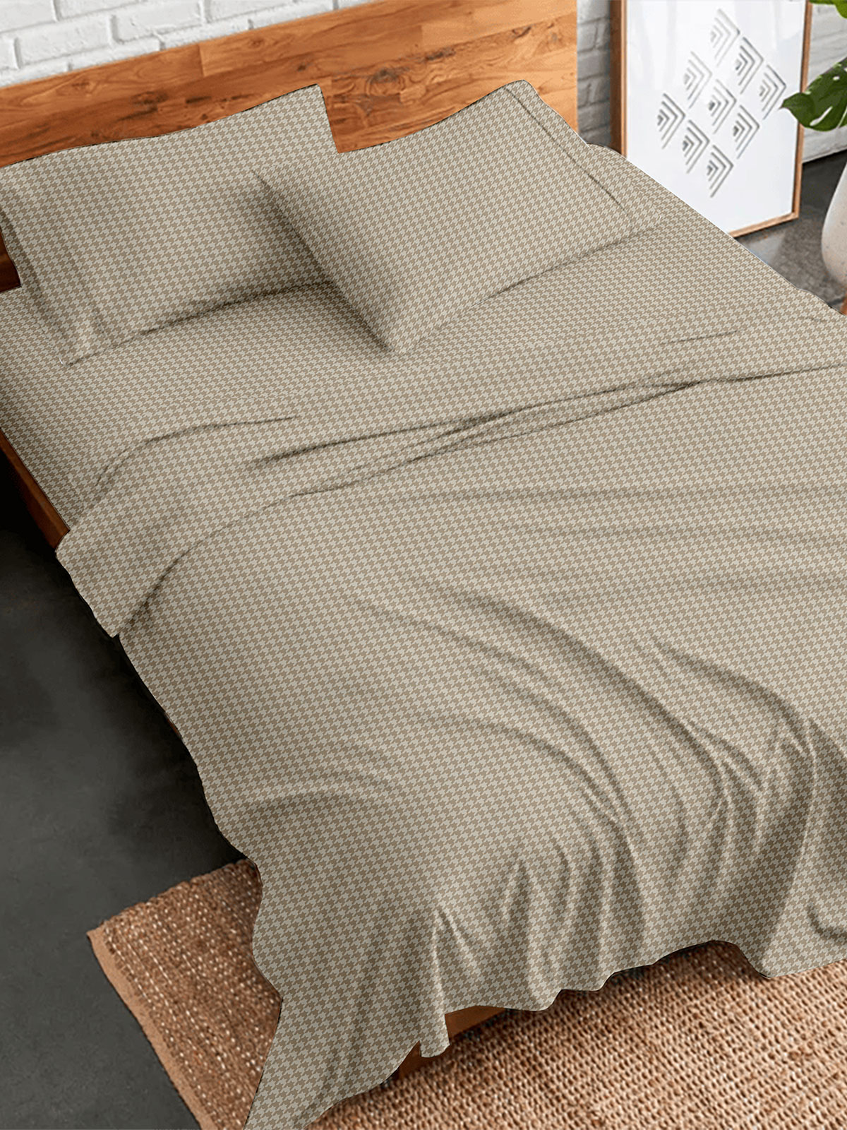 Σετ Σεντόνια Flannel 2064 Beige Υπέρδιπλο με λάστιχο (170x205+30)