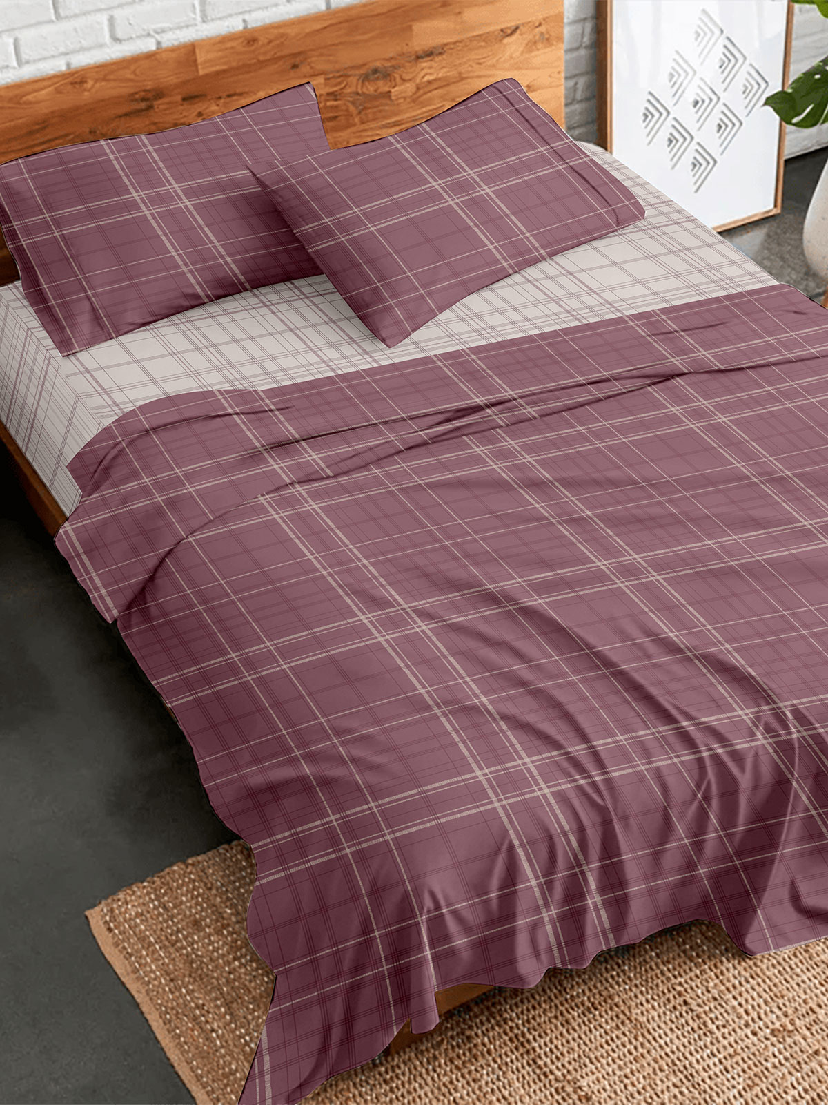 Σετ Σεντόνια Flannel 2066 Bordeaux Υπέρδιπλο με λάστιχο (170x205+30)