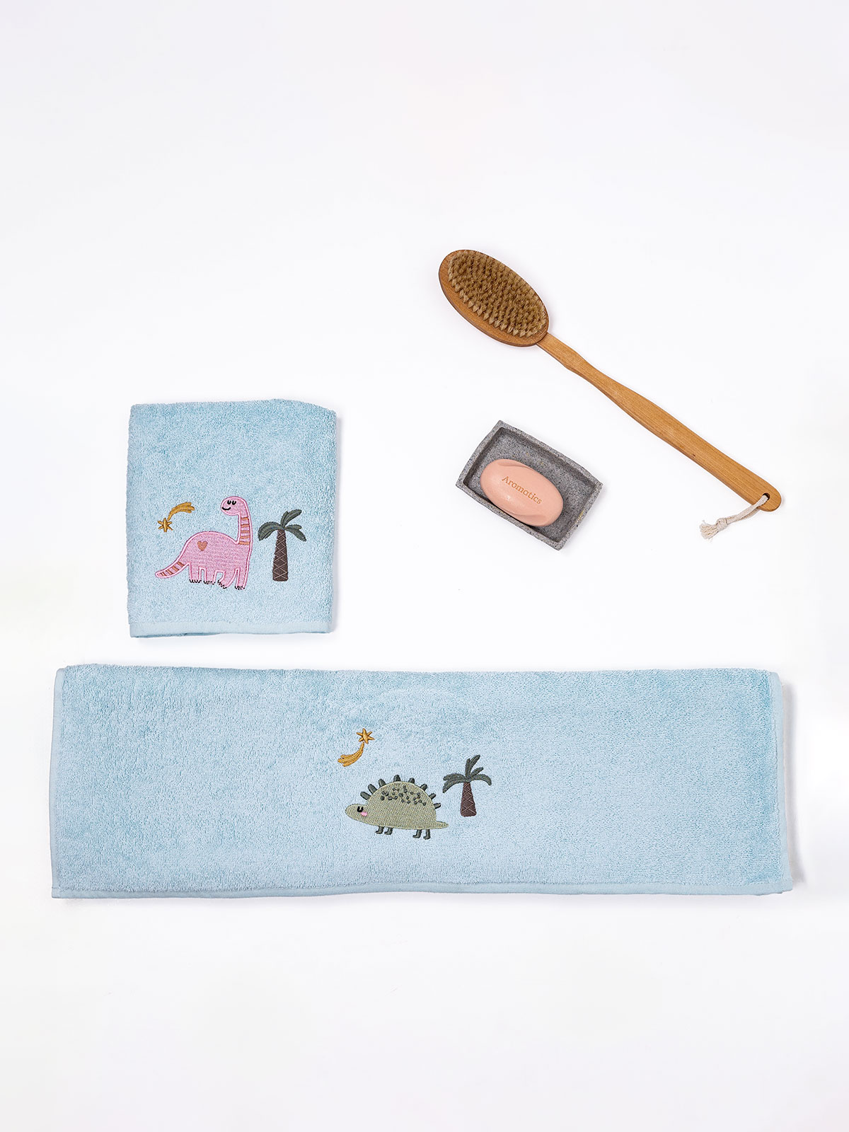 Fluffy Κεντητή Πετσέτα Light Blue 2 τμχ.