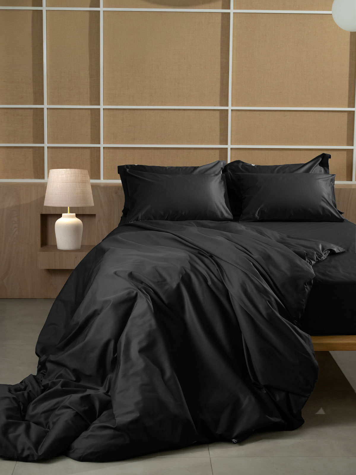 Μαξιλαροθήκες Βαμβακοσατέν Omnia Oxford Black 50x70