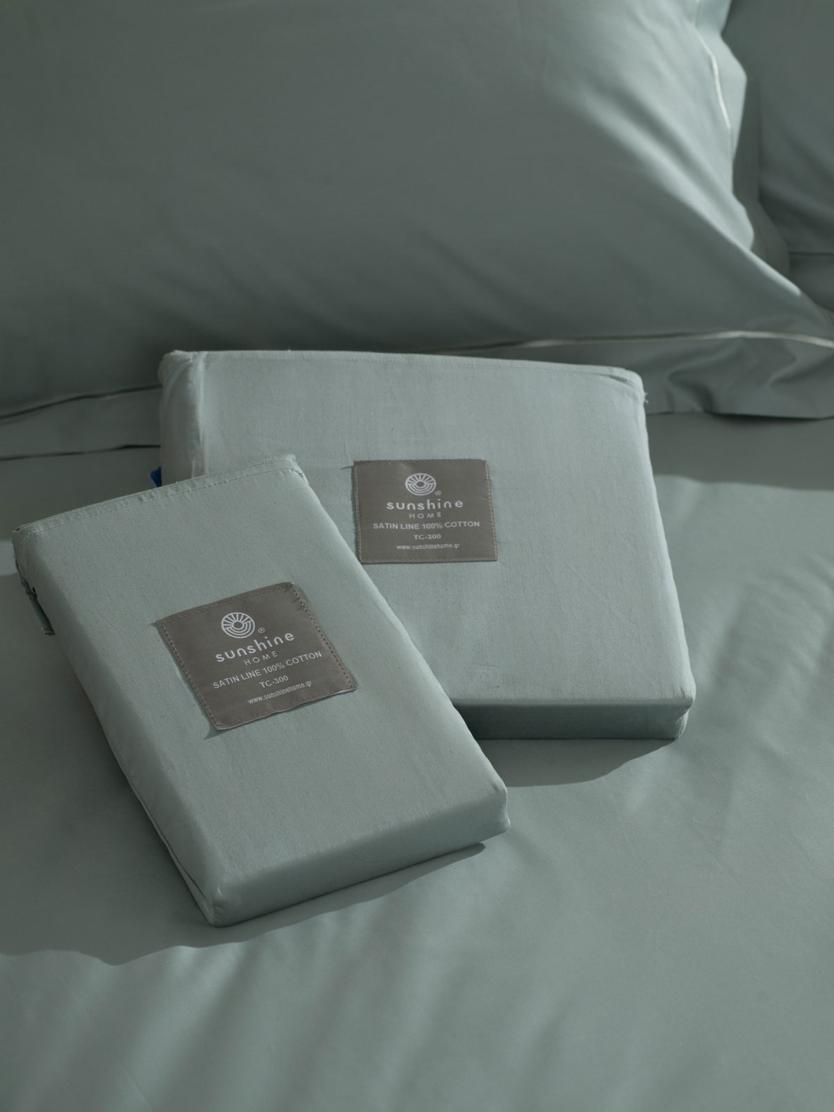 Σετ Σεντόνια Βαμβακοσατέν Omnia μονόχρωμα Aqua Υπερδιπλο (255x280)