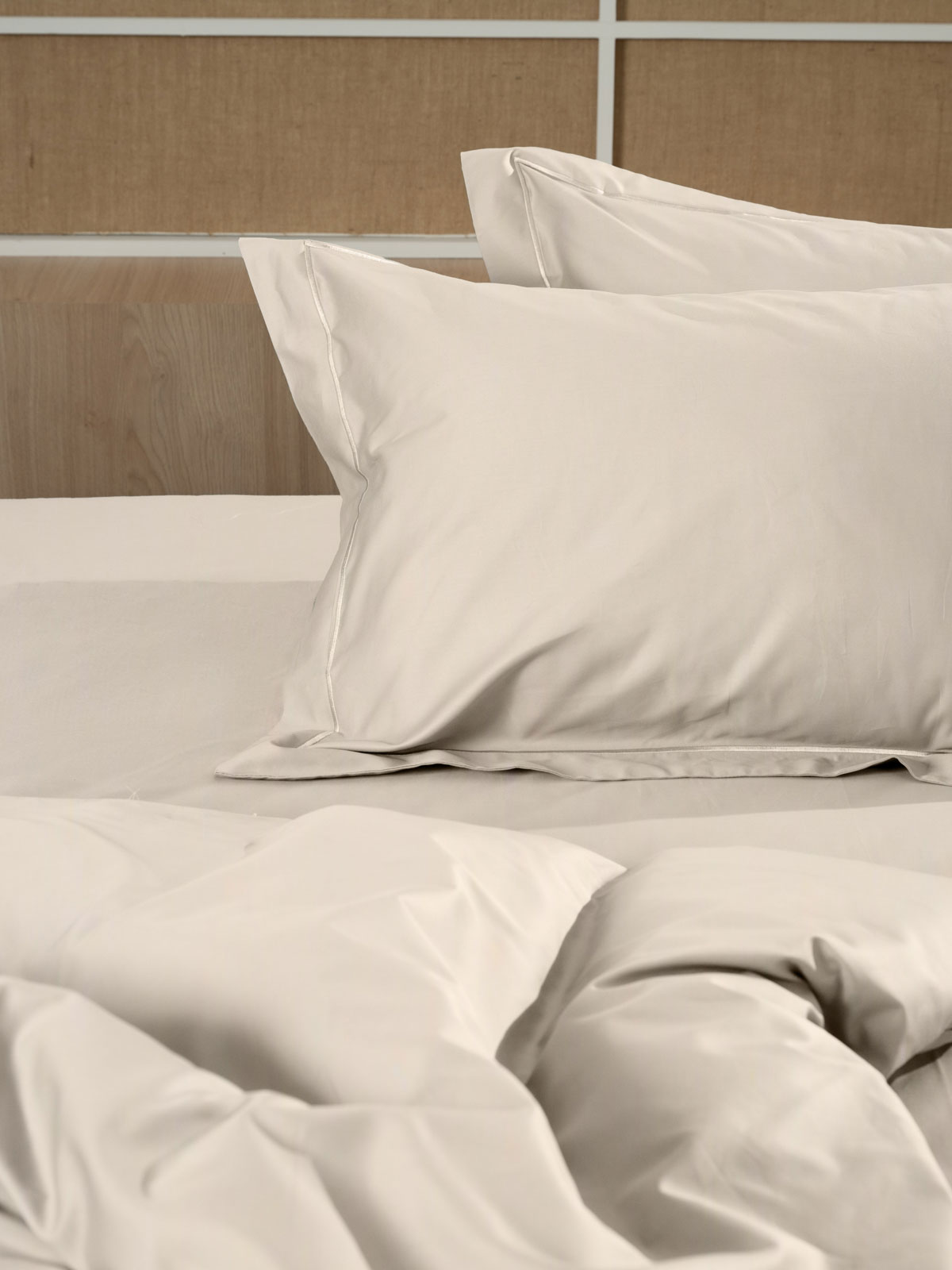 Σετ Σεντόνια Βαμβακοσατέν Omnia μονόχρωμα Beige King Size (280x300)