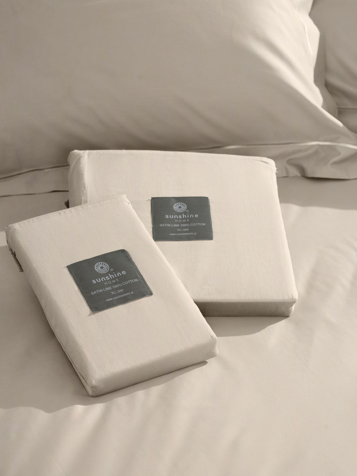 Σετ Σεντόνια Βαμβακοσατέν Omnia μονόχρωμα Beige Υπερδιπλο (255x280)