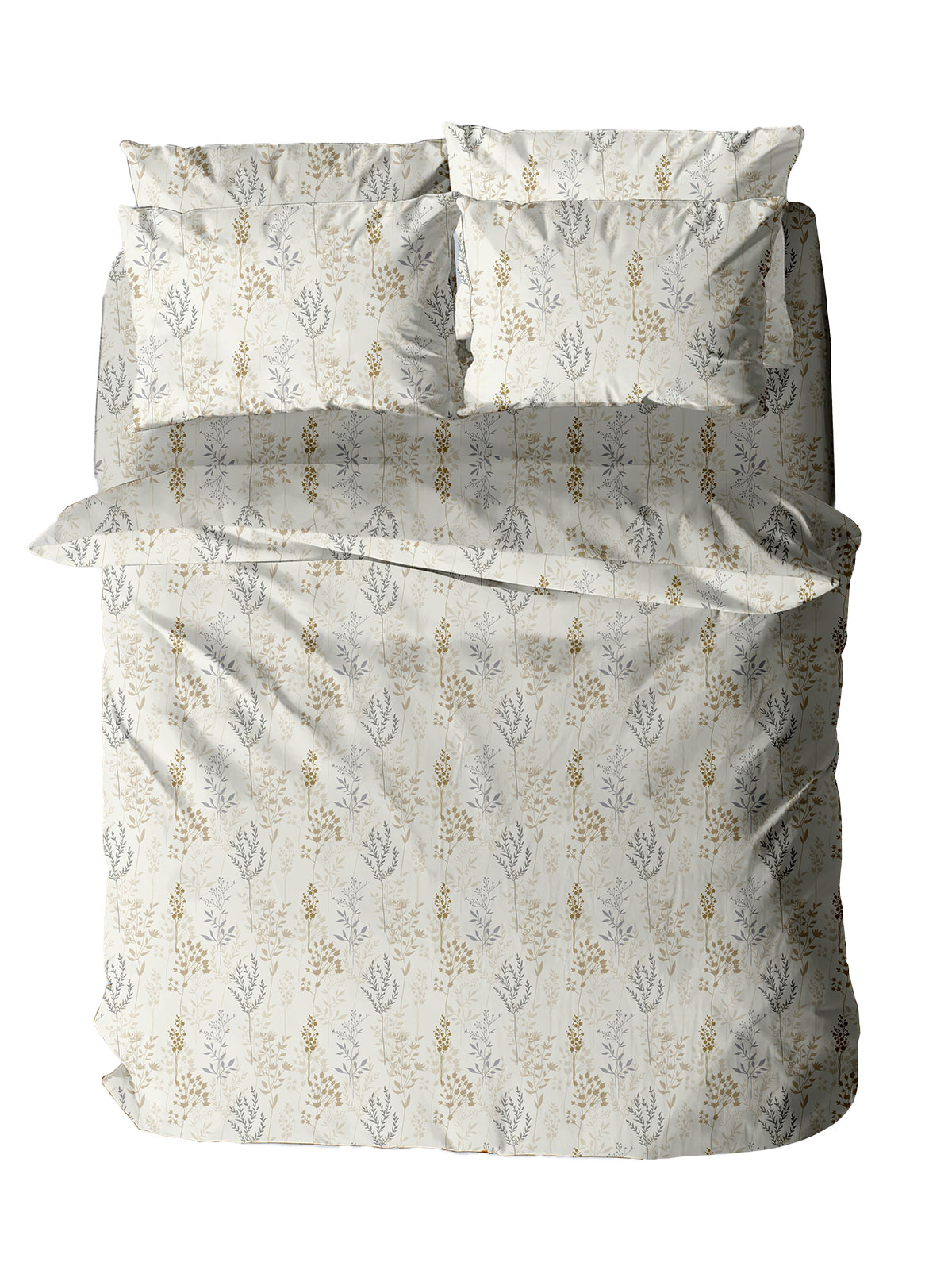 Σετ Σεντόνια Menta Εμπριμέ 400 Beige Διπλό με λάστιχο (150x200+30)