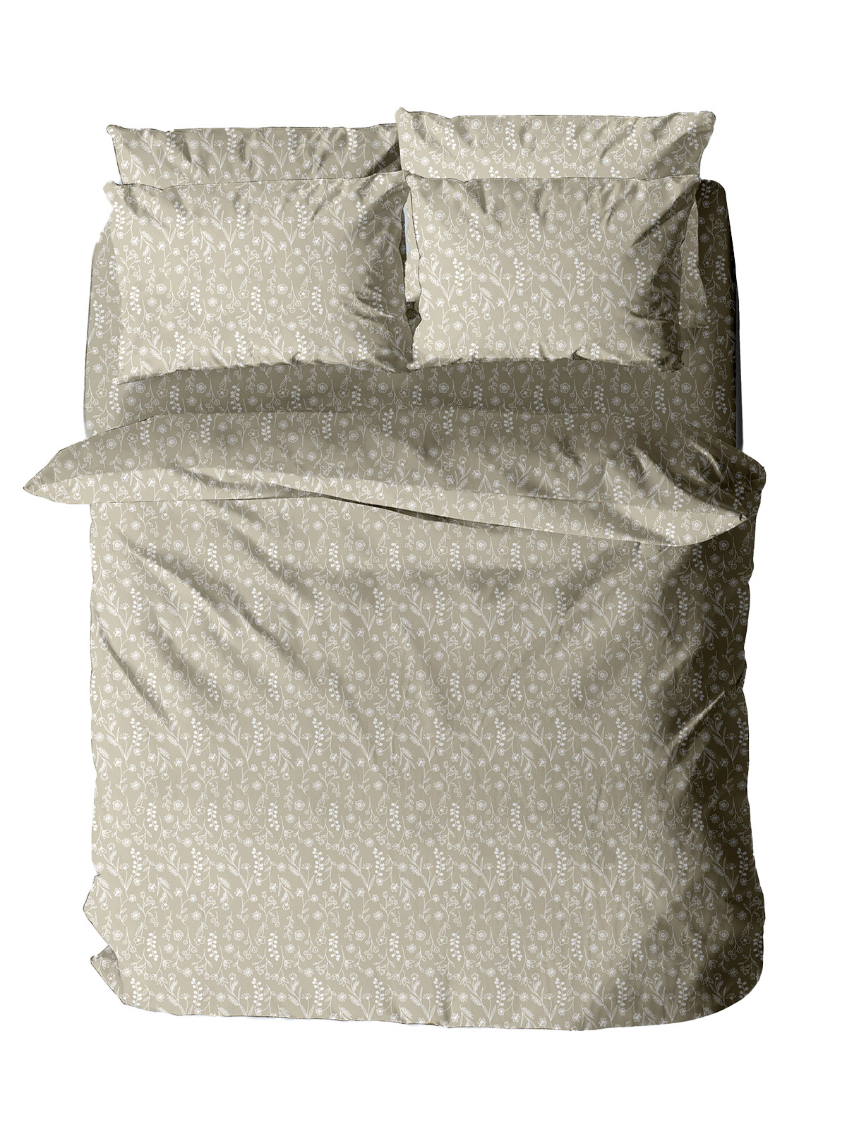 Σετ Σεντόνια Menta Εμπριμέ 420 Beige Μονό (160x260)