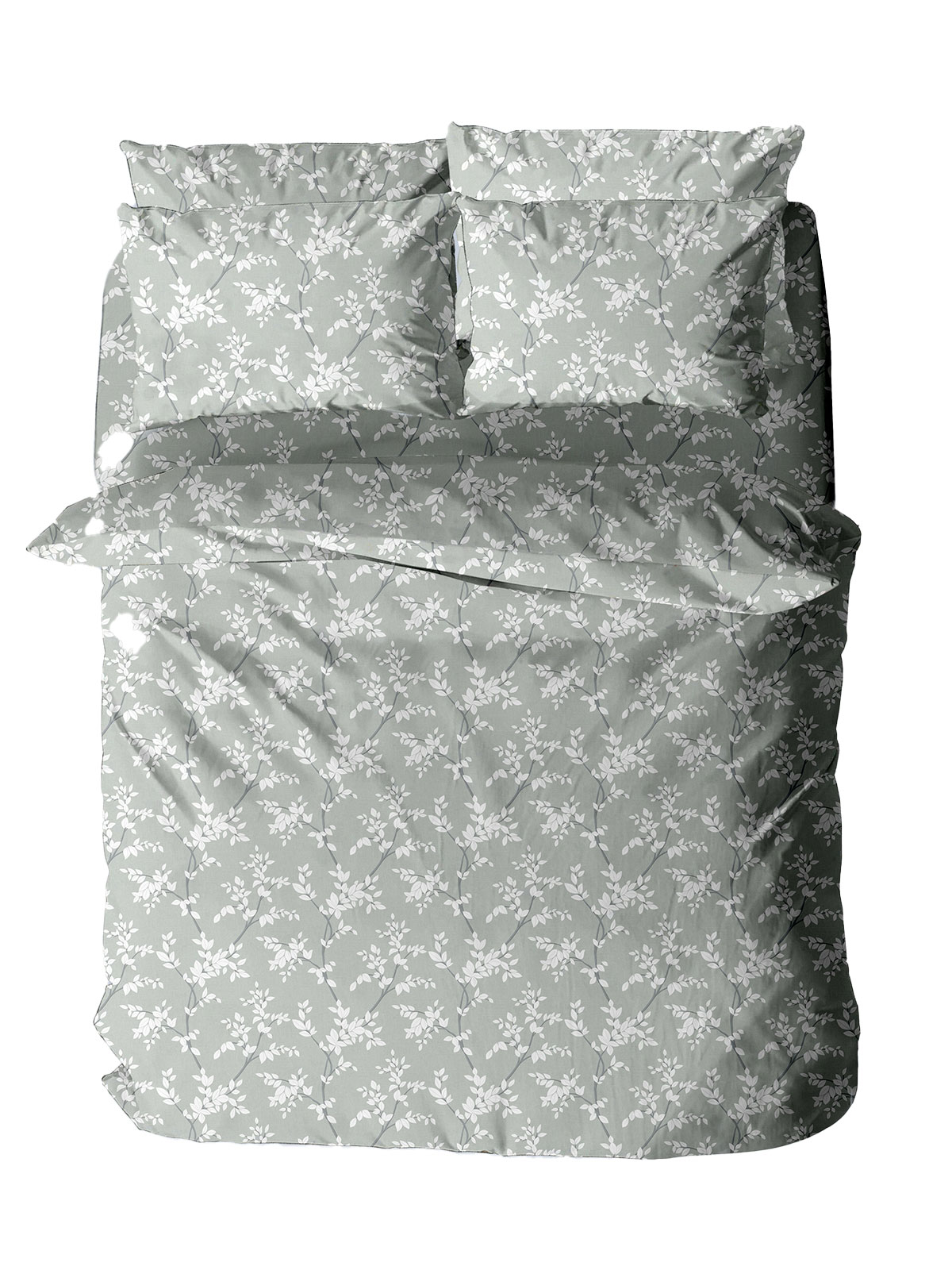 Σετ Σεντόνια Menta Εμπριμέ 480 Grey Μονό με λάστιχο (100x200+30)