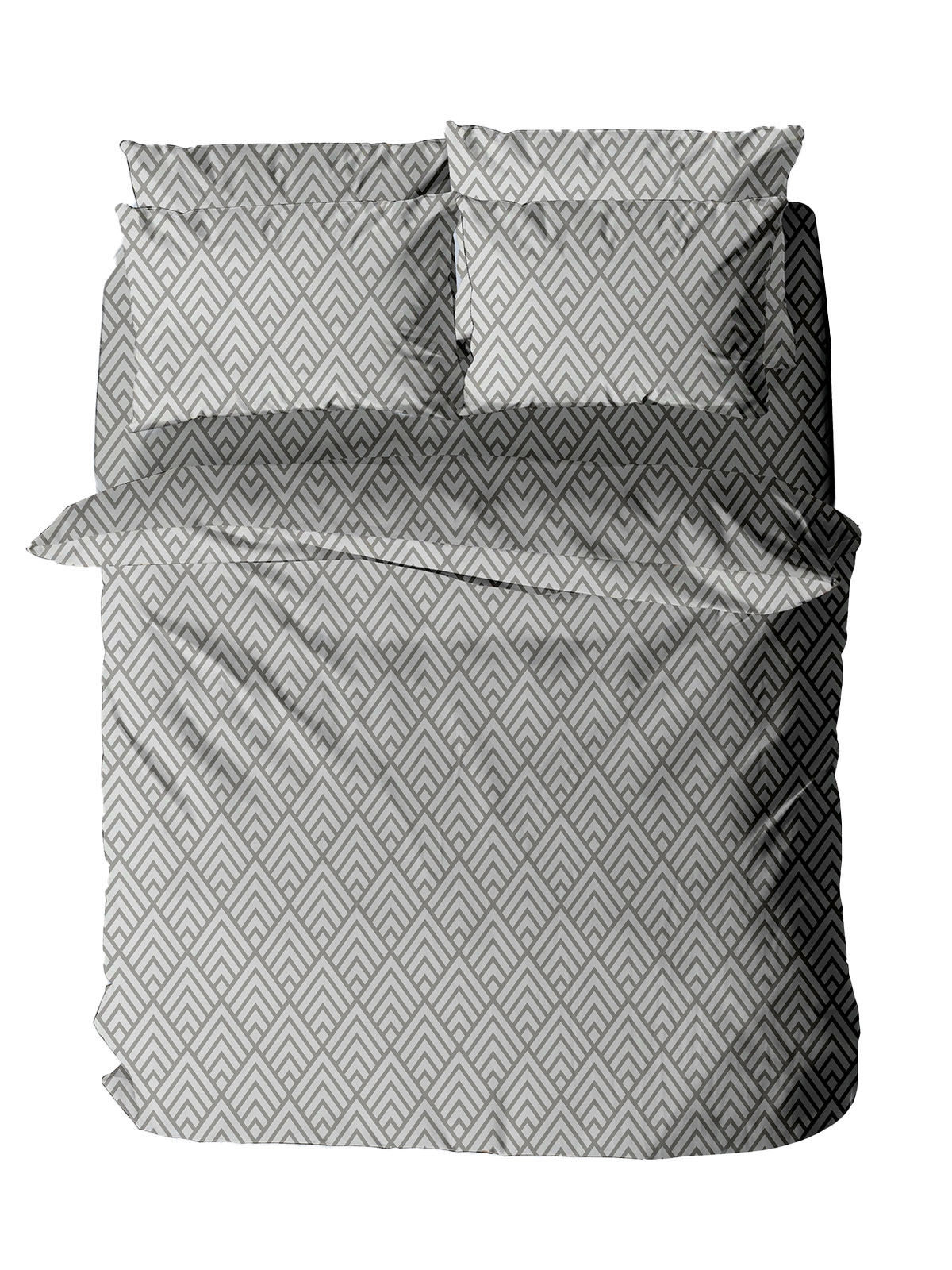 Σετ Σεντόνια Menta Εμπριμέ 500 Grey Διπλό (200x260)