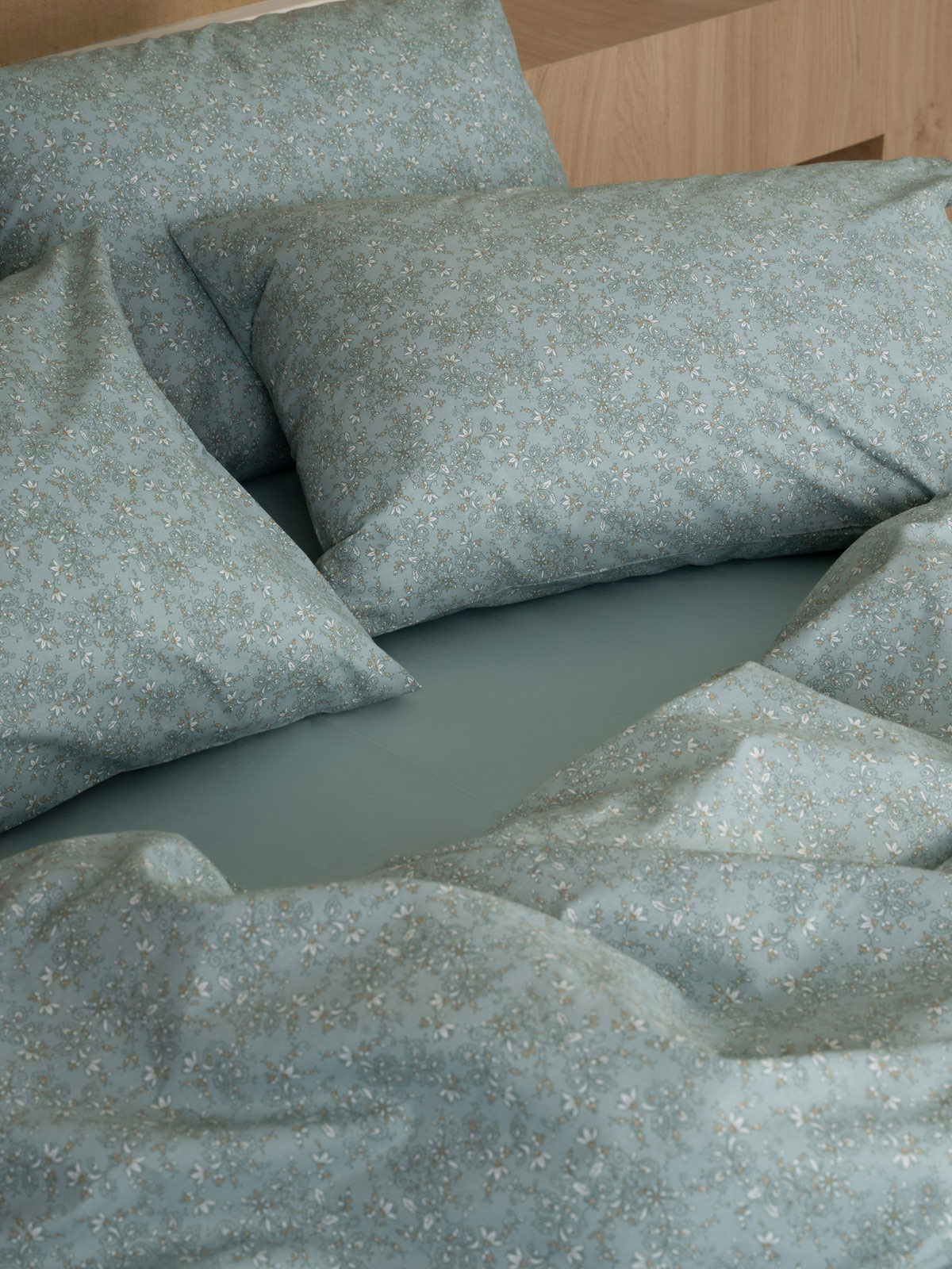 Σετ Σεντόνια Cotton Feelings 928 Aqua Μονό με λάστιχο(105x205+30)