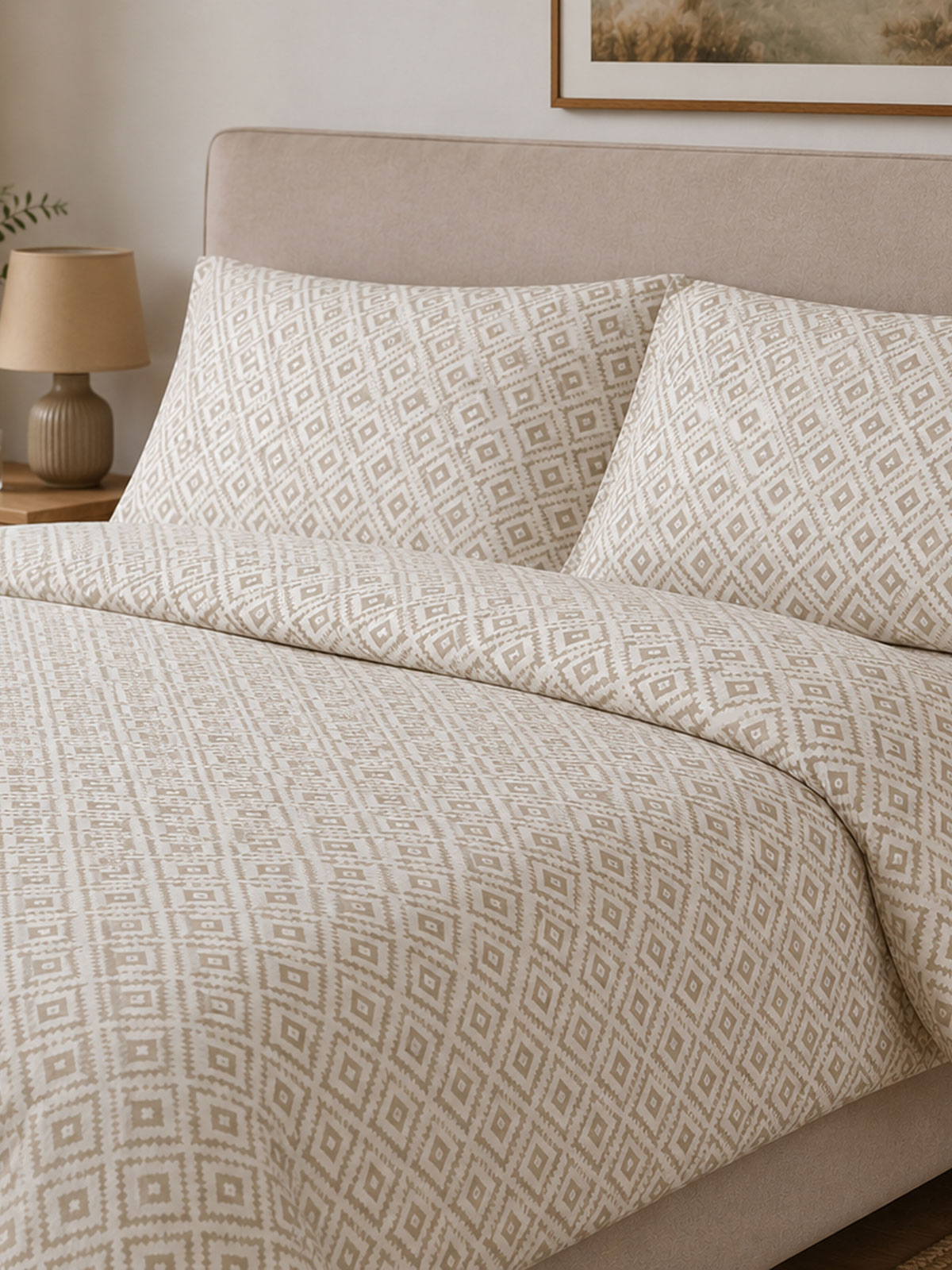 Παπλωματοθήκη Menta Εμπριμέ 640 Beige Μονή (170x250)