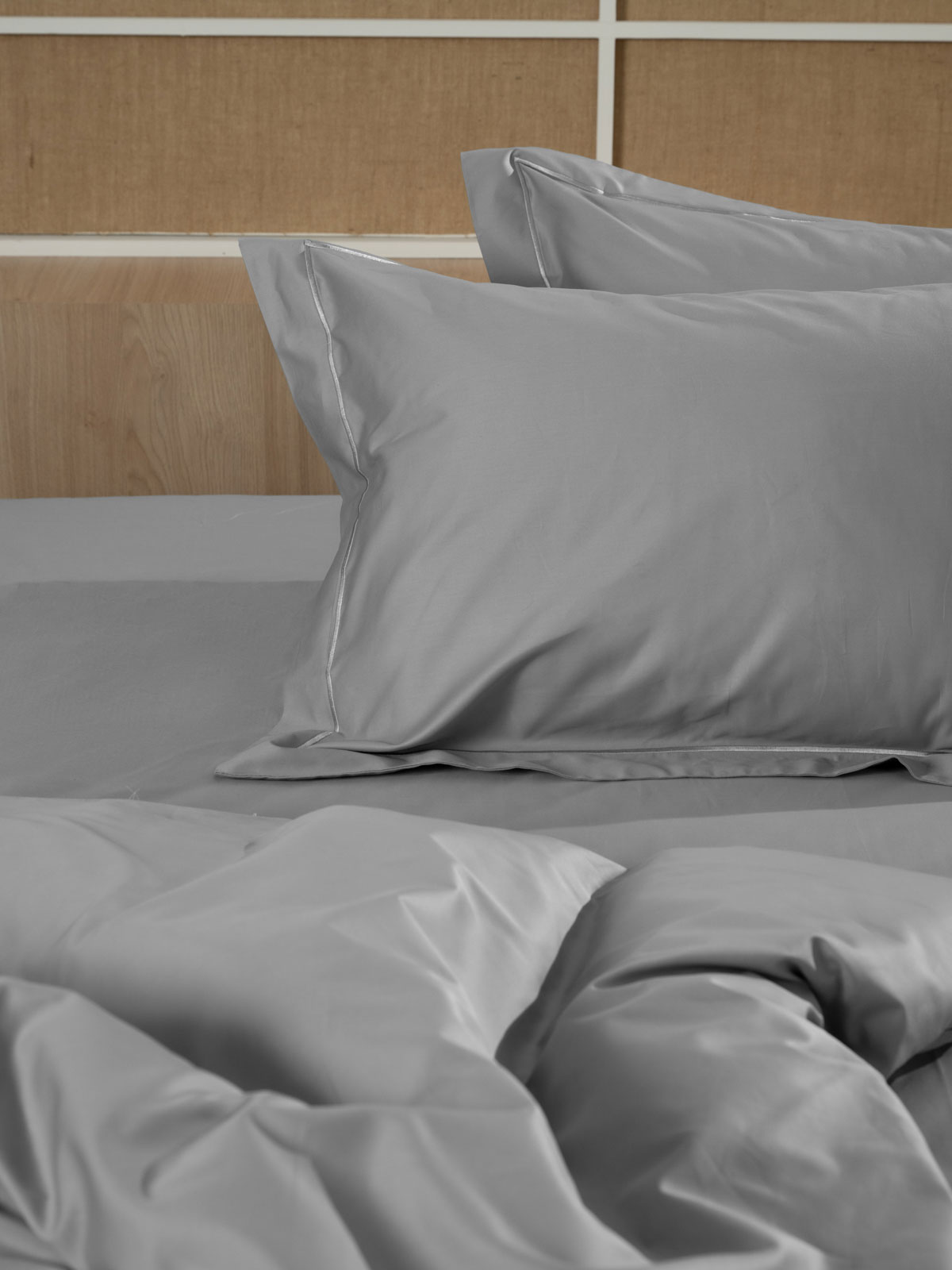 Σετ Σεντόνια Βαμβακοσατέν Omnia μονόχρωμα Grey King Size (280x300)