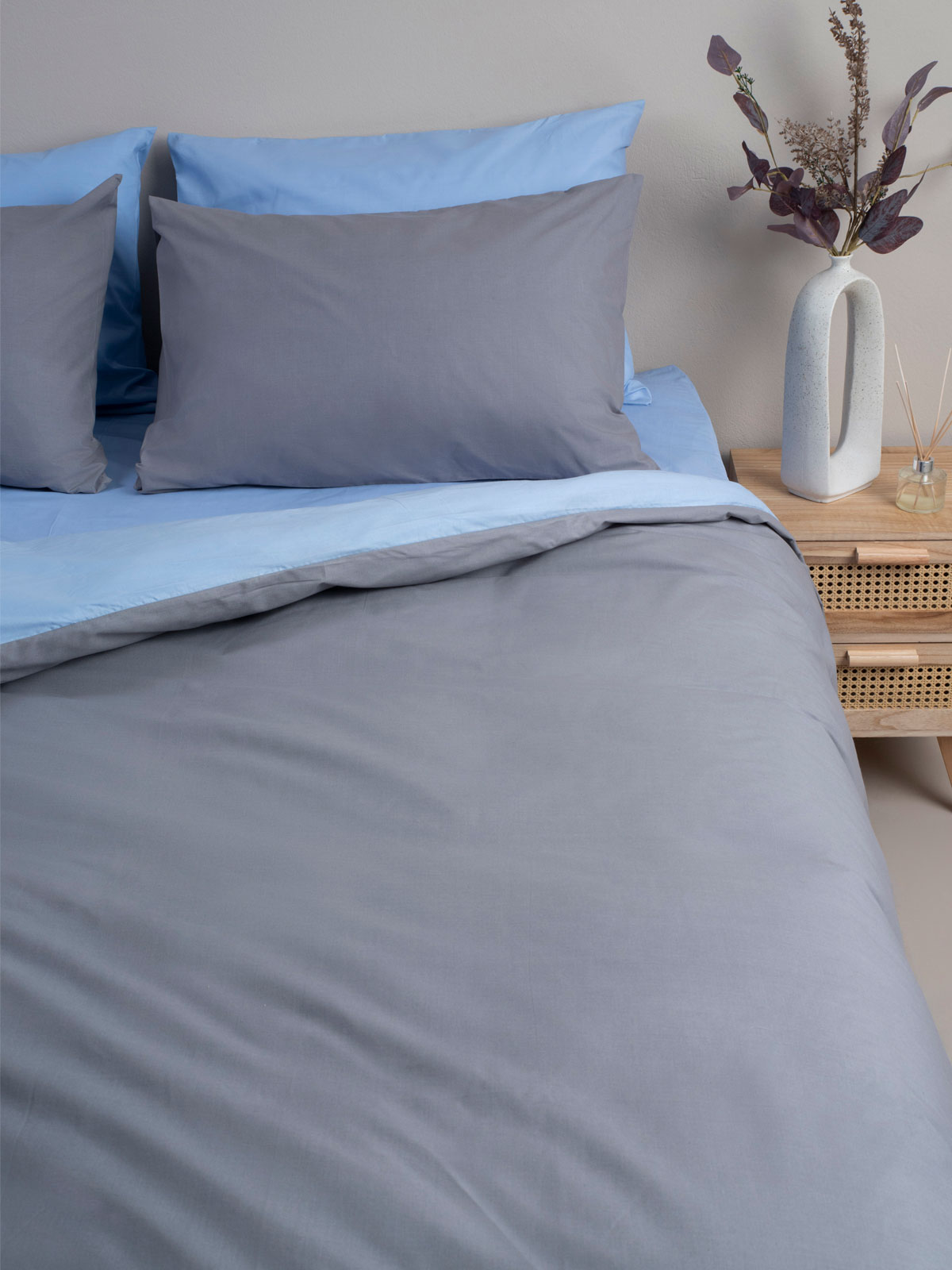Σετ Σεντόνια Menta 207 Grey-Blue Μονό με λάστιχο (100x200+30)