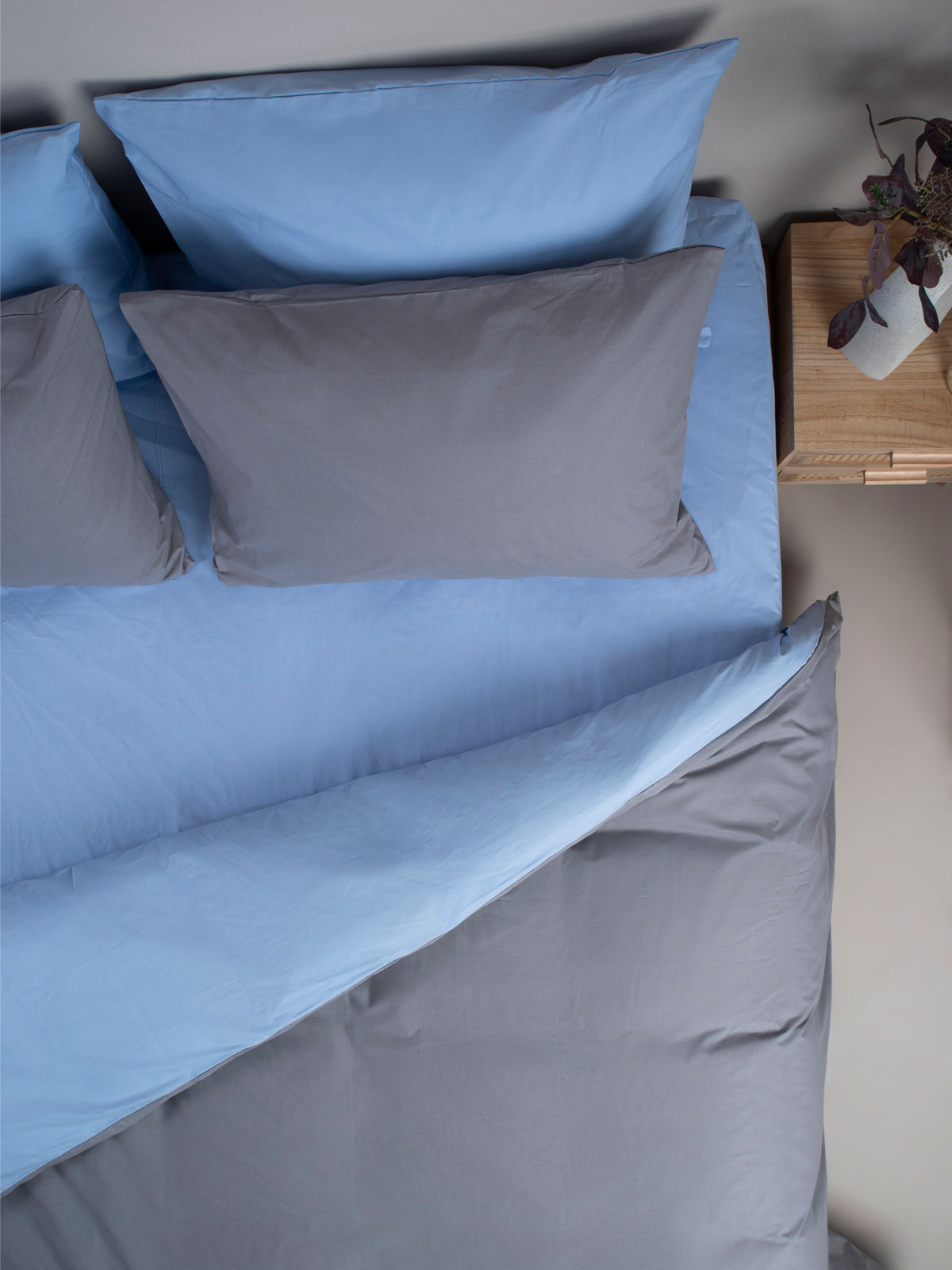 Σετ Σεντόνια Menta 207 Grey-Blue Μονό με λάστιχο (100x200+30)