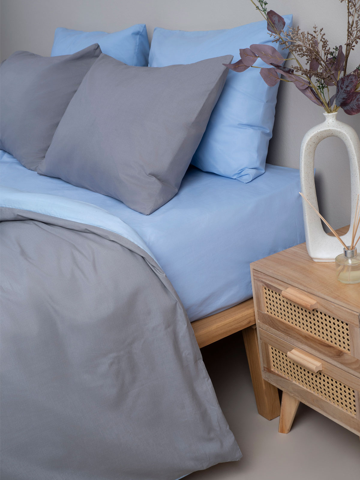 Σετ Σεντόνια Menta 207 Grey-Blue Μονό με λάστιχο (100x200+30)