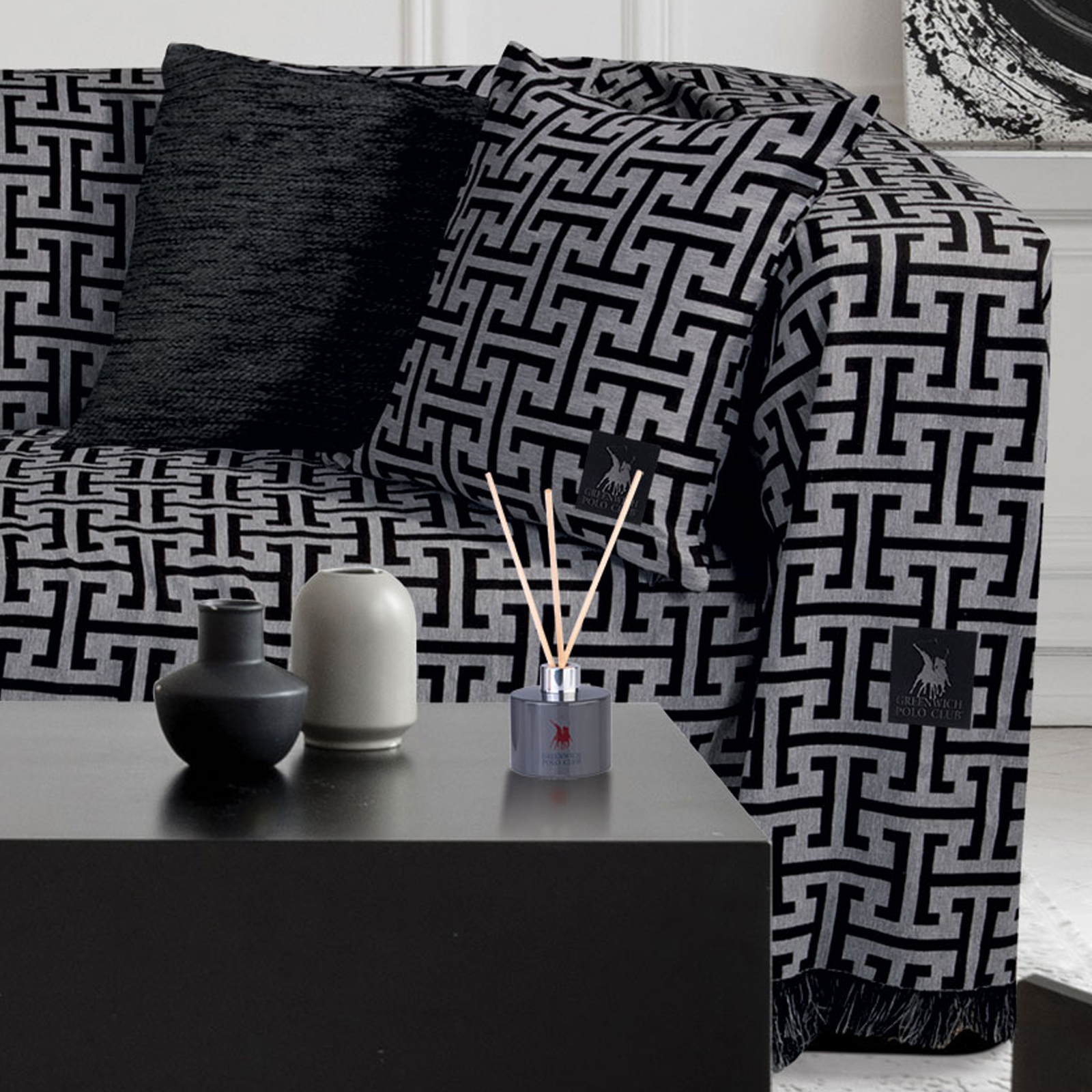 GREENWICH POLO CLUB ΡΙΧΤΑΡΙ 180Χ250 3901 ΓΚΡΙ, ΜΑΥΡΟ