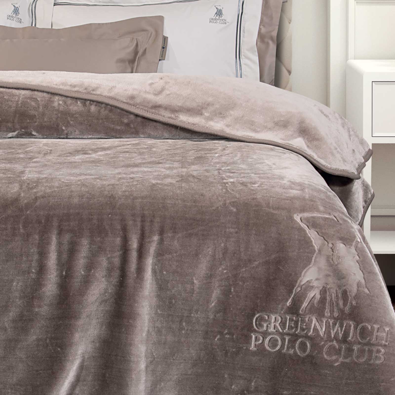 GREENWICH POLO CLUB ΚΟΥΒΕΡΤΑ VELOUR ΜΟΝΗ ESSENTIAL 3497 TAUPE