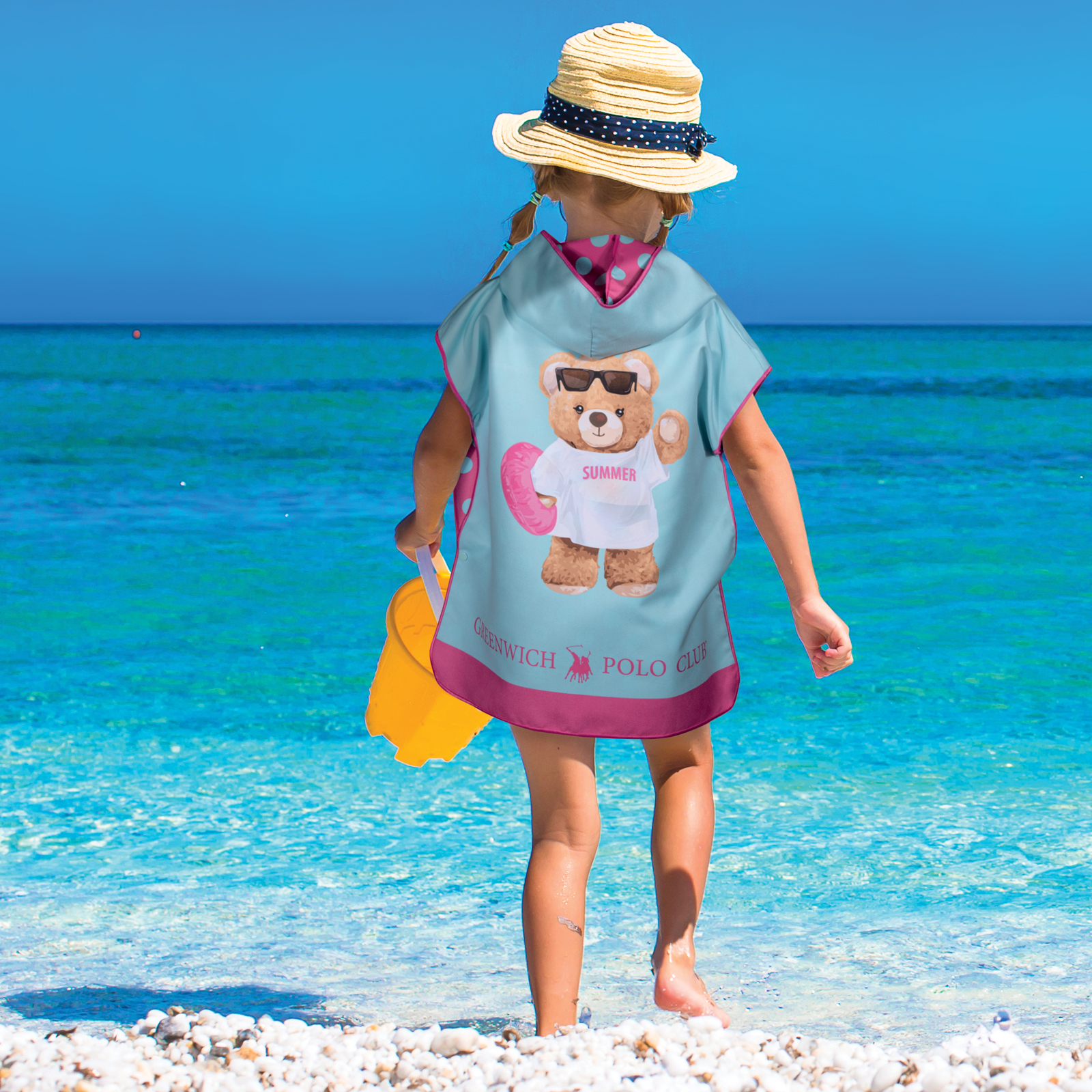 GREENWICH POLO CLUB JUNIOR ΠΟΝΤΣΟ ΘΑΛΑΣΣΗΣ 50Χ115 5223 FUSCIA, MINT