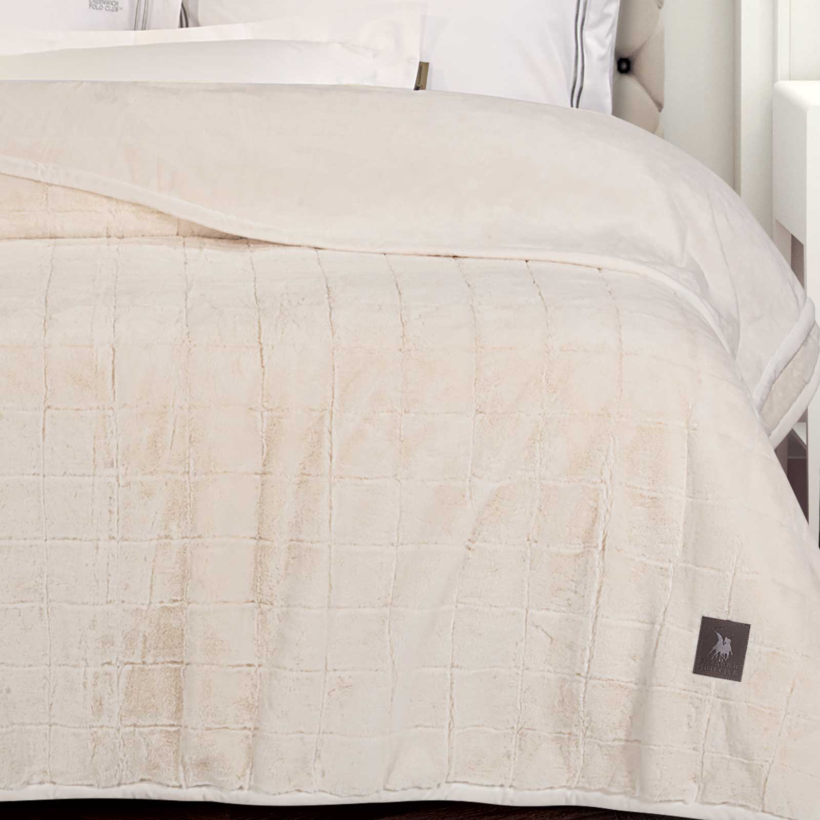 GREENWICH POLO CLUB ΚΟΥΒΕΡΤΑ FAUX FUR ΥΠΕΡΔΙΠΛΗ PREMIUM 3451 IVORY
