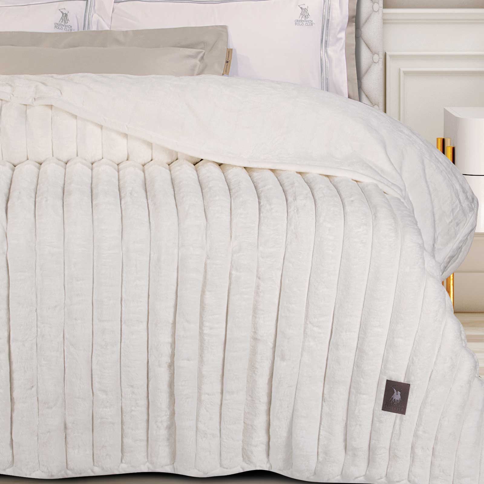 GREENWICH POLO CLUB ΚΟΥΒΕΡΤΑ FAUX FUR ΥΠΕΡΔΙΠΛΗ 3477 WHITE