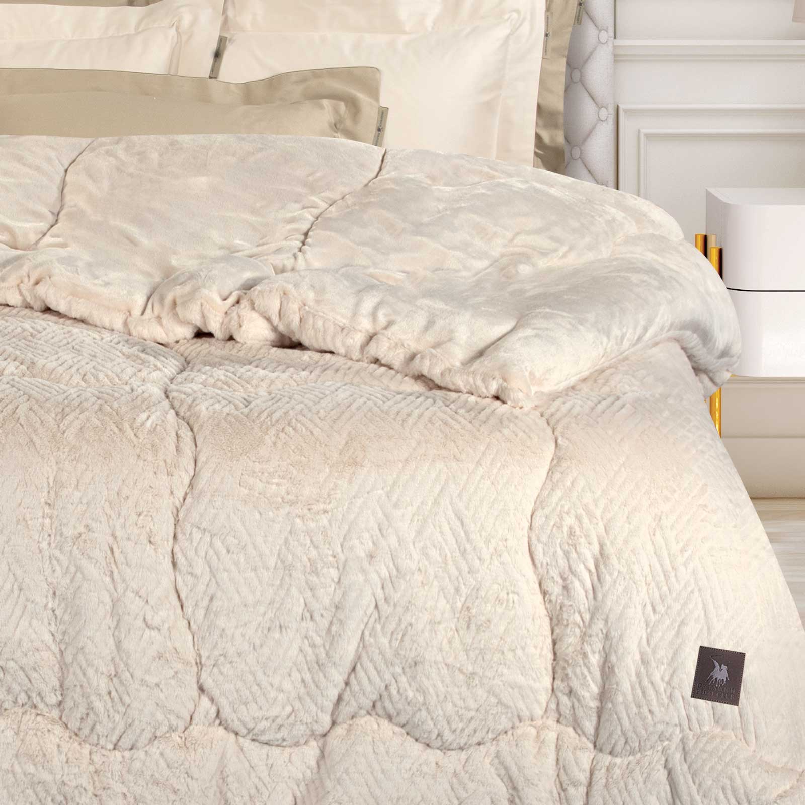 GREENWICH POLO CLUB ΚΟΥΒΕΡΤΟΠΑΠΛΩΜΑ RABBIT FAUX FUR KING ESSENTIAL 3952 IVORY