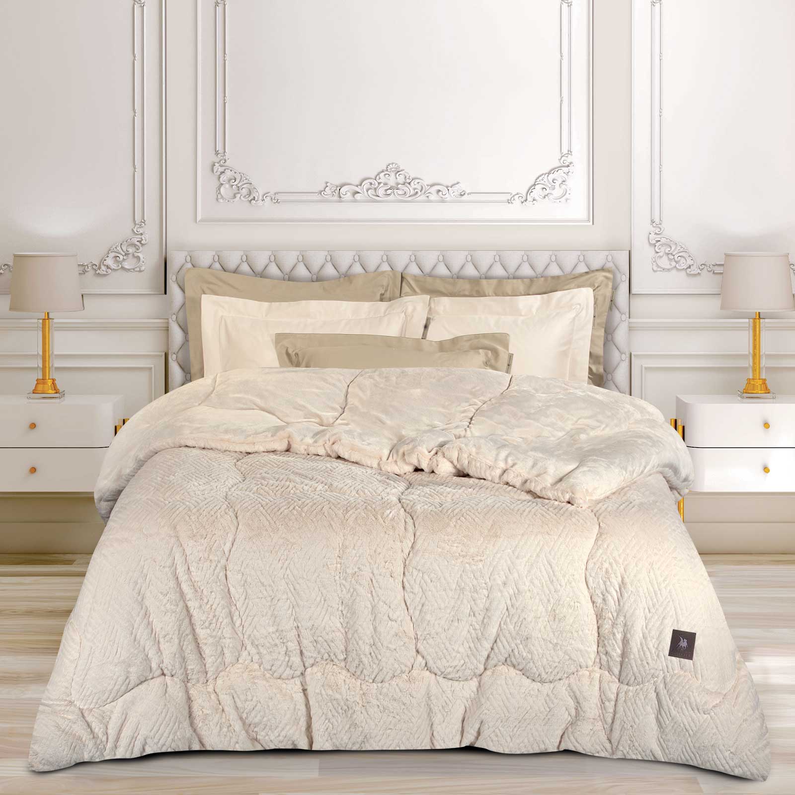 GREENWICH POLO CLUB ΚΟΥΒΕΡΤΟΠΑΠΛΩΜΑ RABBIT FAUX FUR KING ESSENTIAL 3952 IVORY