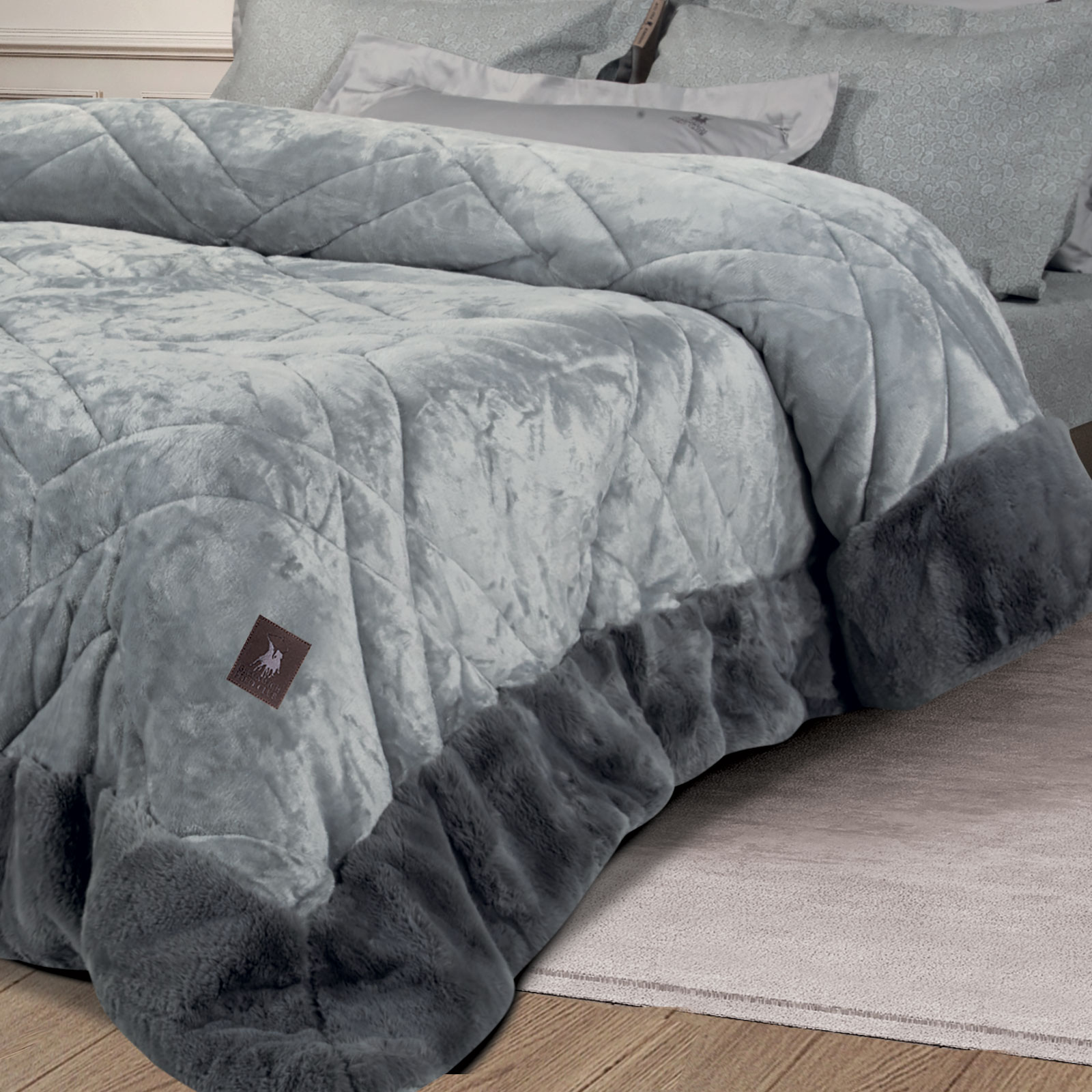 GREENWICH POLO CLUB ΚΟΥΒΕΡΤΟΠΑΠΛΩΜΑ RABBIT FAUX FUR PREMIUM 4460 GREY