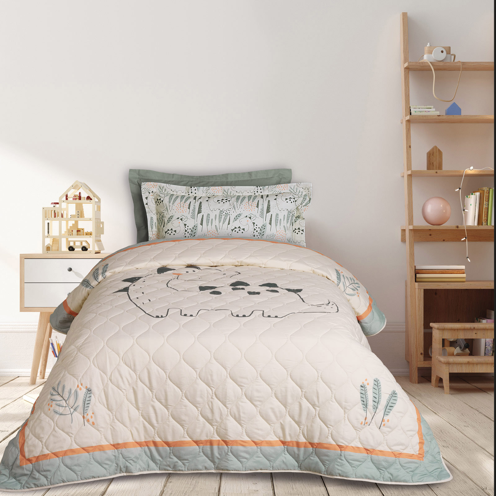 DAS KIDS ΚΟΥΒΕΡΛΙ ΜΟΝΟ 4879 ΓΚΡΙ, ΠΡΑΣΙΝΟ, ΣΟΜΟΝ