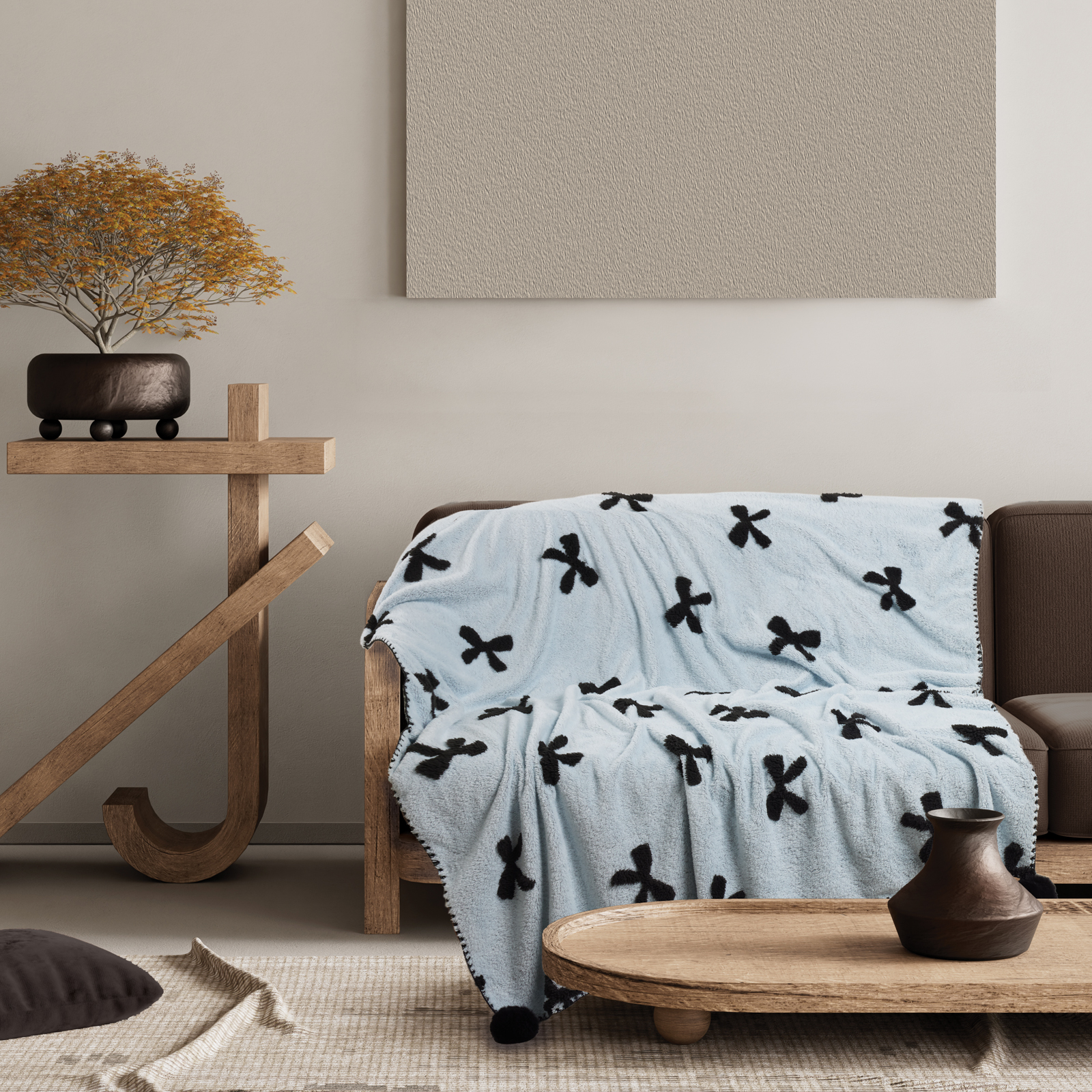 DAS HOME ΚΟΥΒΕΡΤΑ ΚΑΝΑΠΕ JACQUARD FLEECE 1380 LIGHT BLUE