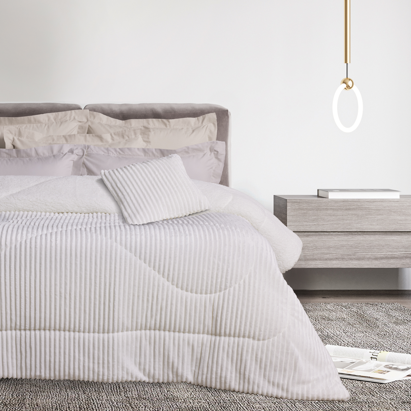 DAS HOME ΚΟΥΒΕΡΤΟΠΑΠΛΩΜΑ SHERPA ΜΟΝΟ 1364 WHITE