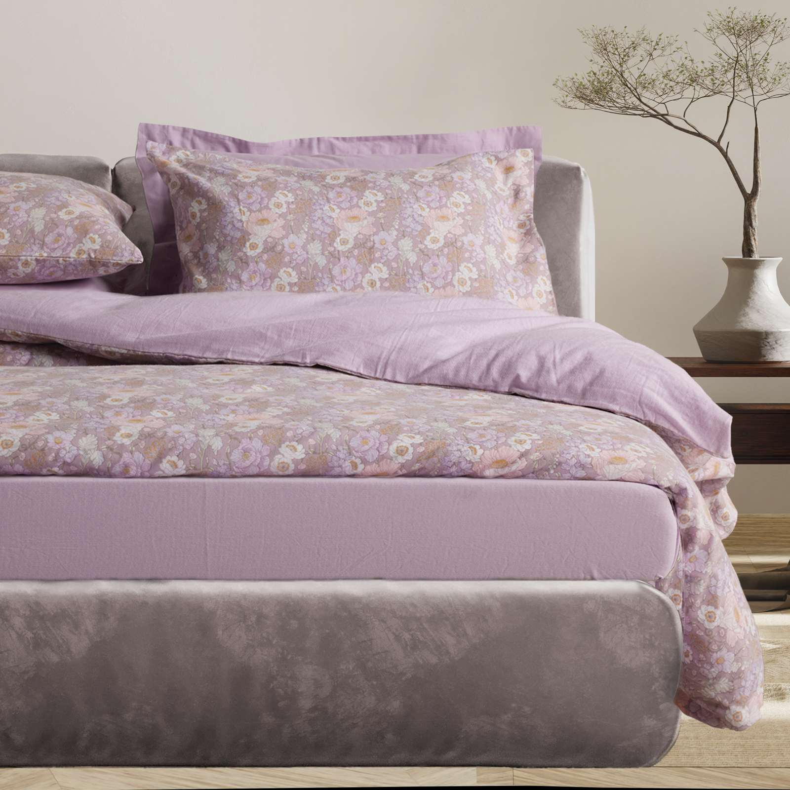 DAS HOME ΣΕΤ ΣΕΝΤΟΝΙΑ ΜΟΝΑ HAPPY FLANNEL 9682 GREY, LILAC