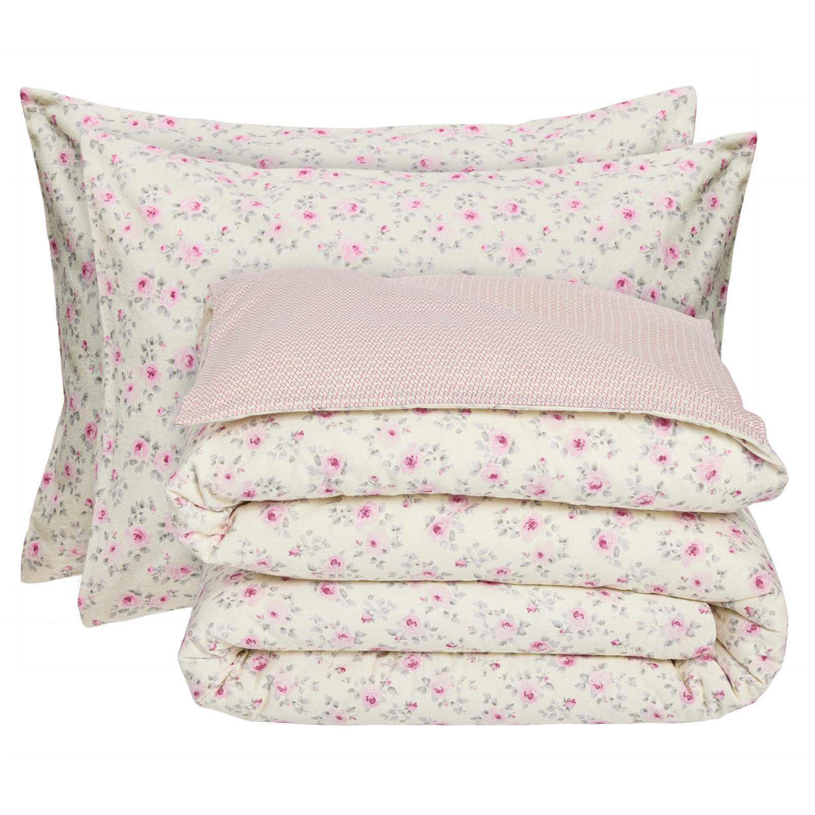DAS HOME ΣΕΤ ΣΕΝΤΟΝΙΑ ΜΟΝΑ HAPPY FLANNEL 9700 ECRU, PINK