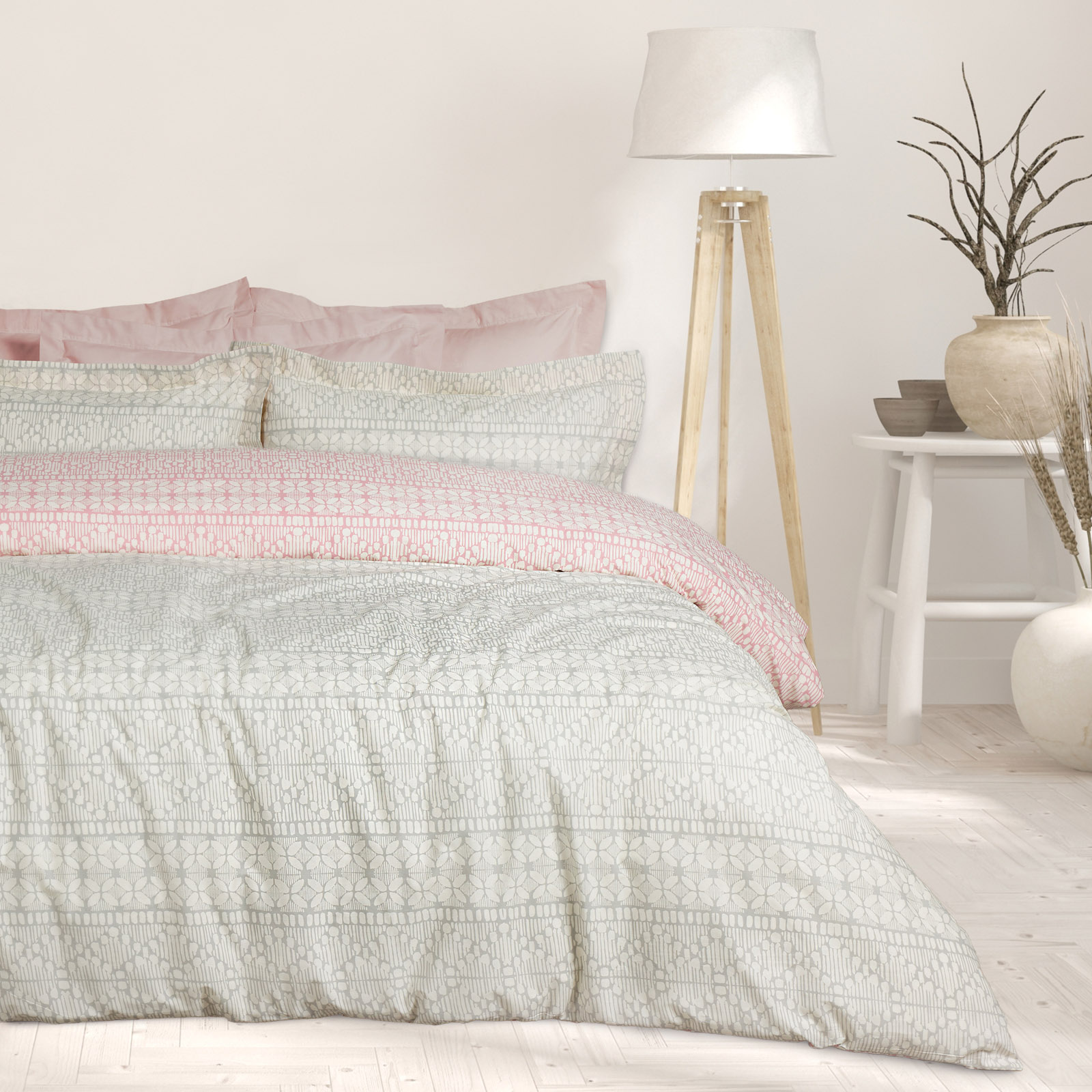 DAS HOME ΣΕΤ ΣΕΝΤΟΝΙΑ ΥΠΕΡΔΙΠΛΑ HAPPY 9674 GREY, ROSE