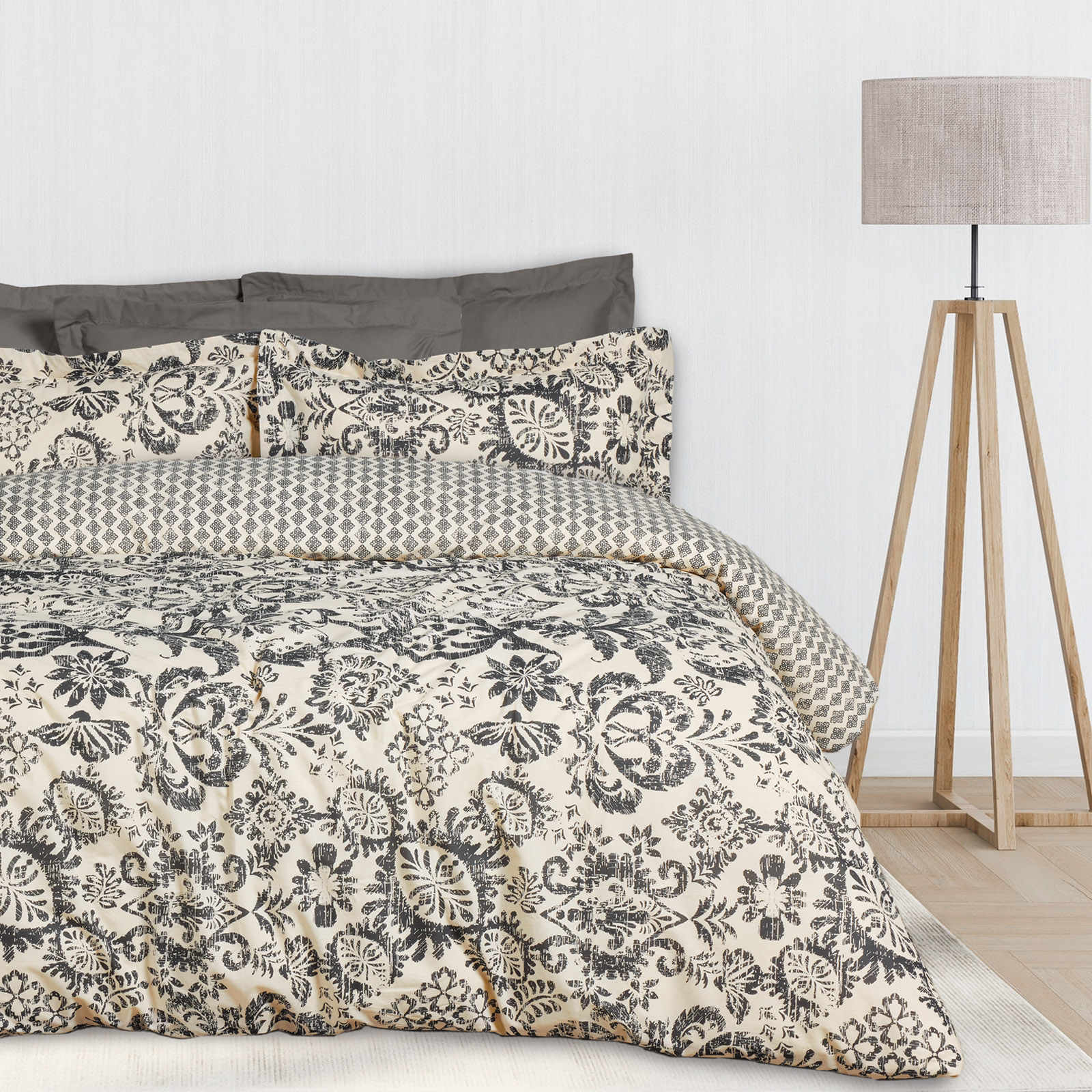 DAS HOME ΣΕΤ ΣΕΝΤΟΝΙΑ KING HAPPY 9677 BLACK, TAUPE