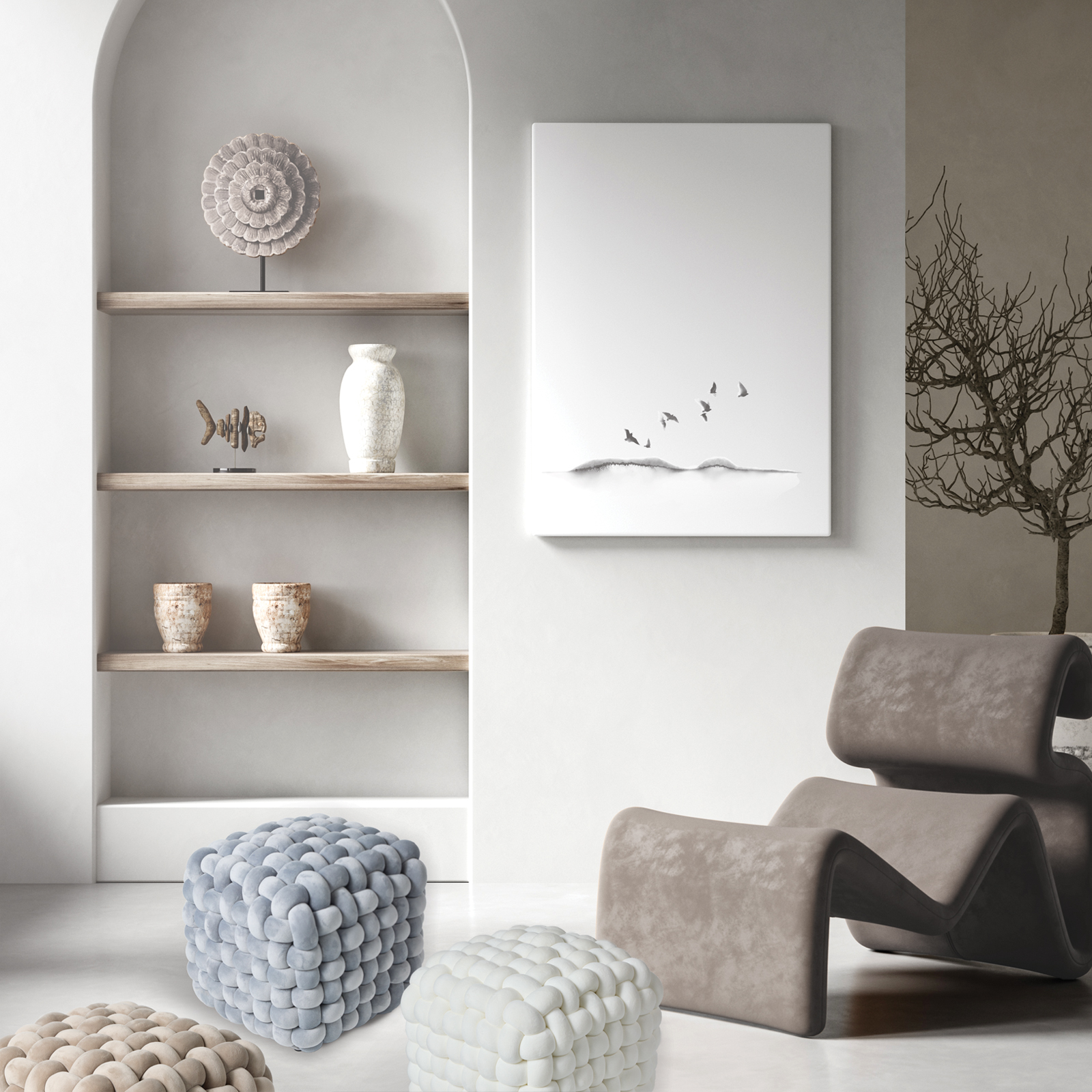 DAS HOME ΔΙΑΚΟΣΜΗΤΙΚΟ ΠΟΥΦ 43Χ43Χ40 2275 WHITE