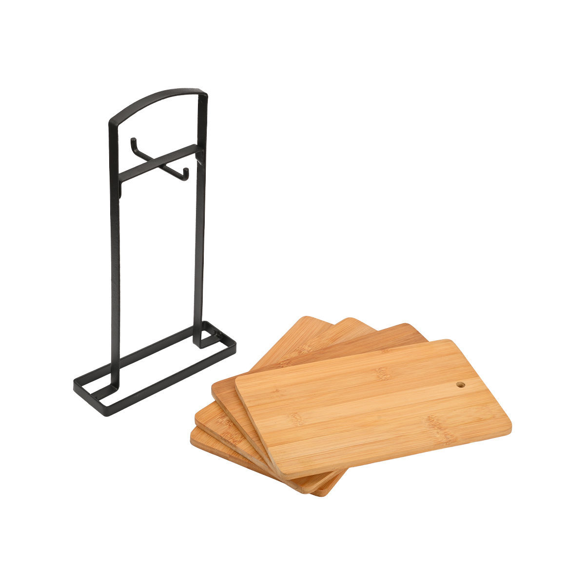 Σετ Επιφάνειες Κοπής Bamboo Essentials 4 Τεμαχίων Με Βάση Μεταλλική Estia 01-20804