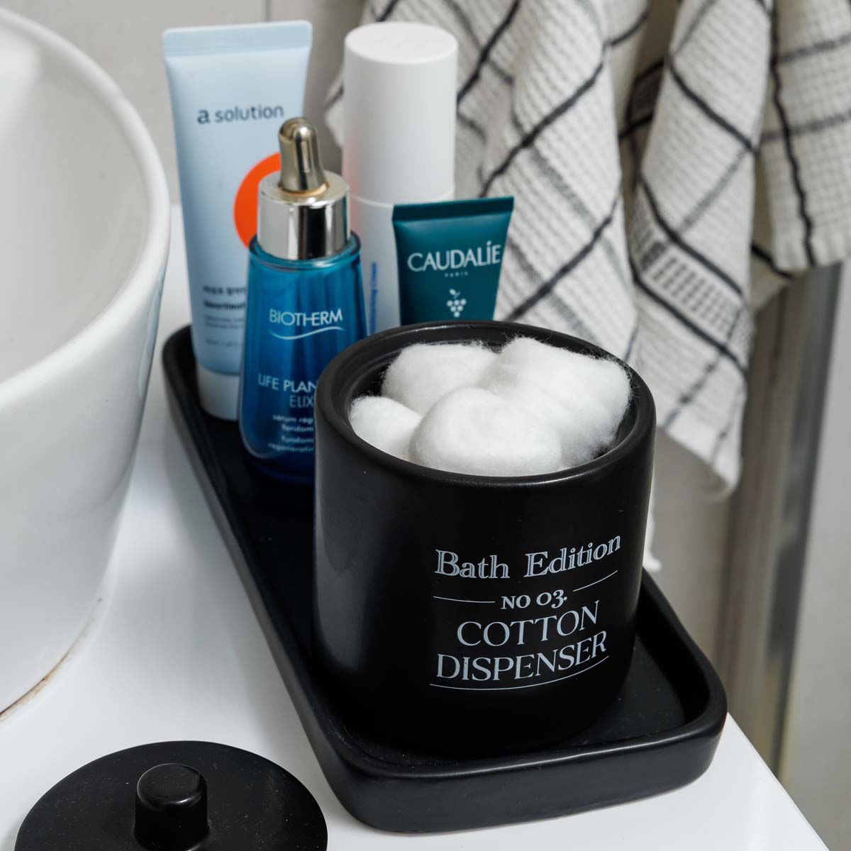 Δοχείο Για Βαμβάκι Estia Myst Stoneware Μαύρο 02-26875