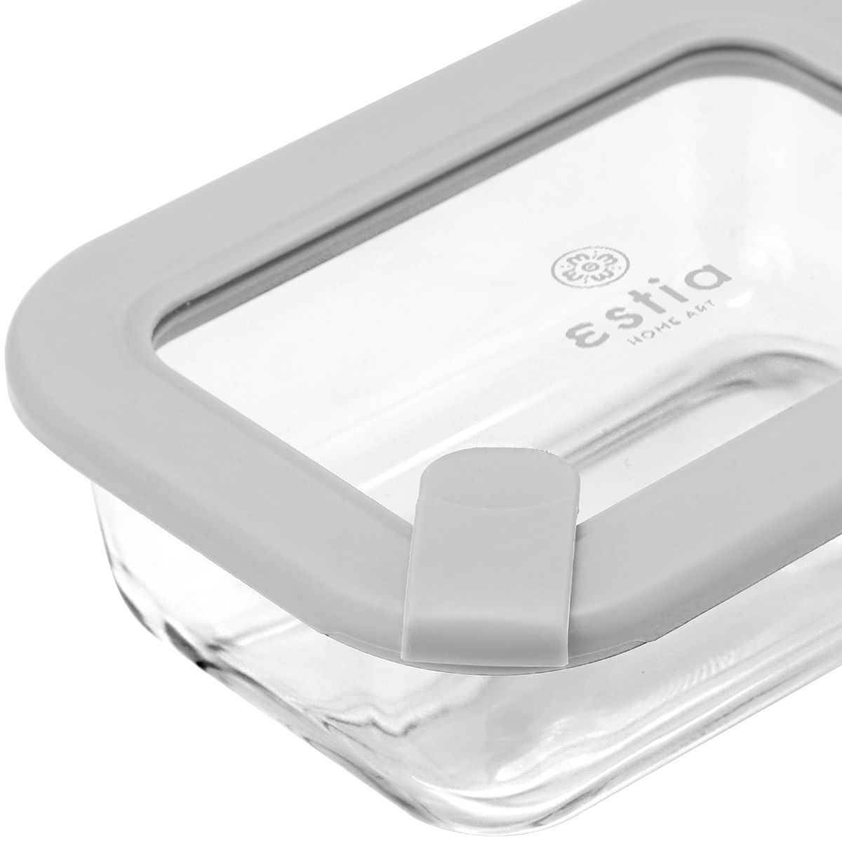 ESTIA ΦΑΓΗΤΟΔΟΧΕΙΟ COLORSEAL ΓΥΑΛΙΝΟ 370ml 16.3x12.3x6.2cm ΜΕ ΚΑΠΑΚΙ ΣΙΛΙΚΟΝΗΣ ΓΚΡΙ